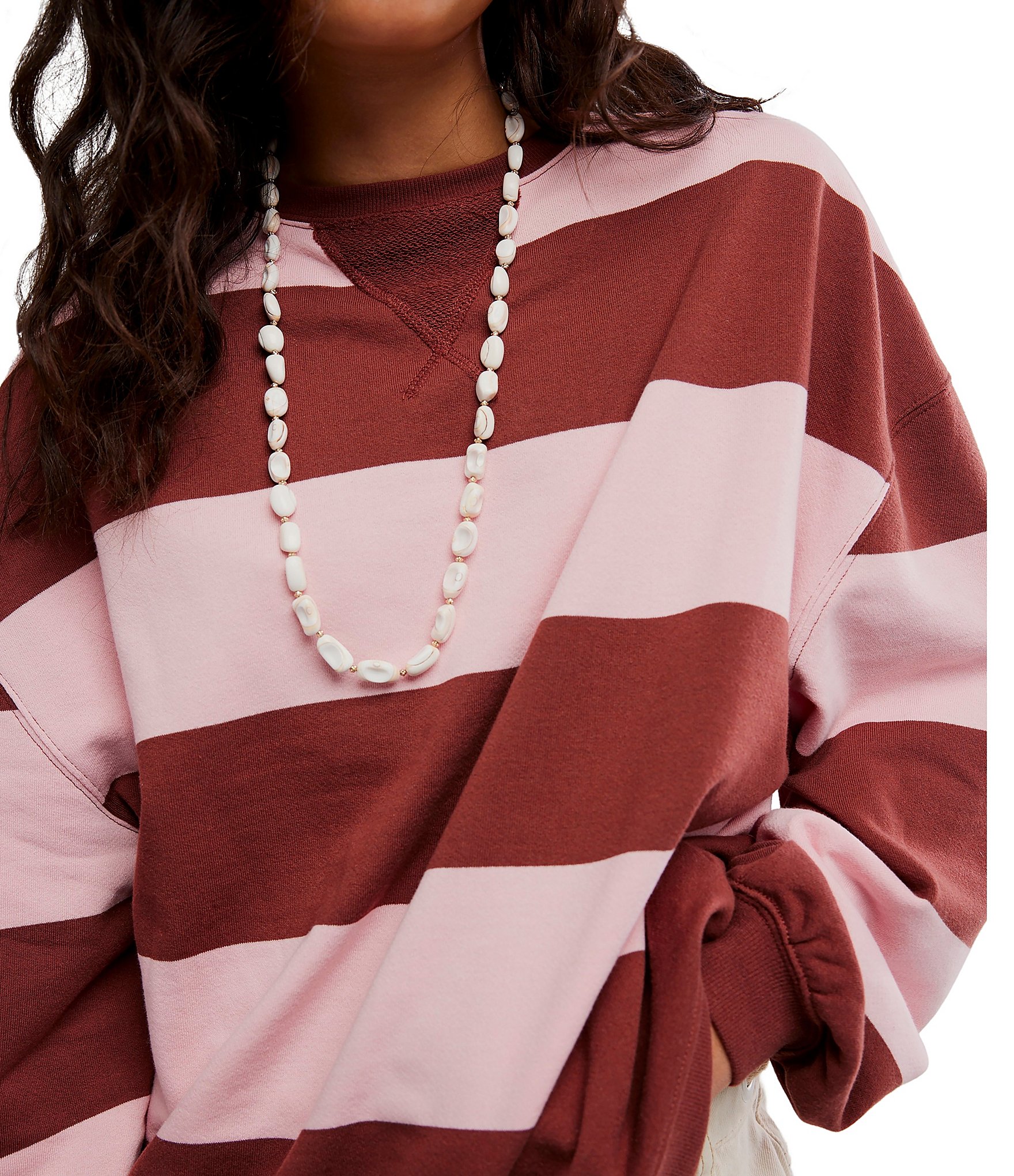 Free People Classic Stripe Crew Neck Long Sleeve Pullover