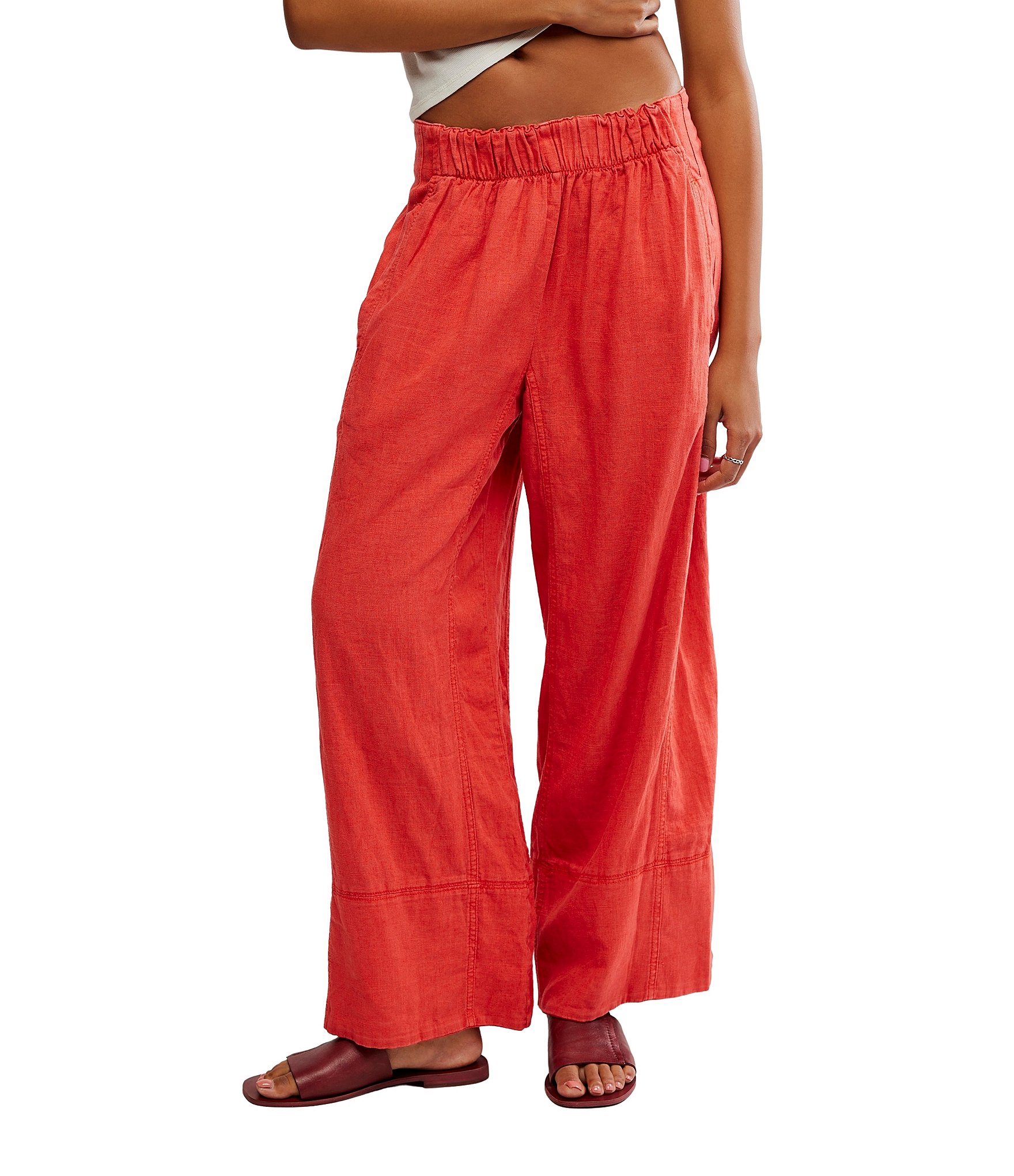 Free People Days End Linen Pull On Pants