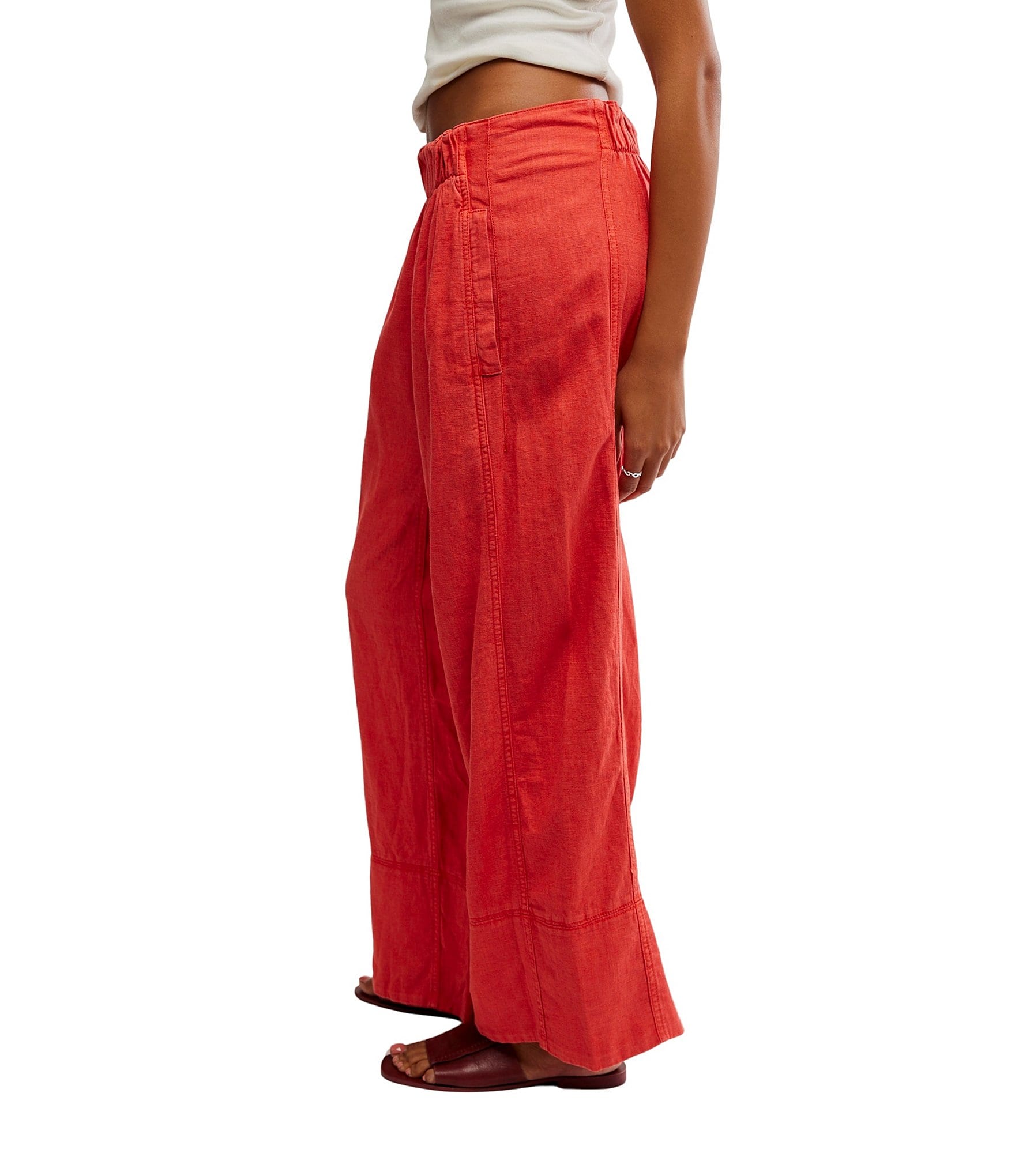Free People Days End Linen Pull On Pants