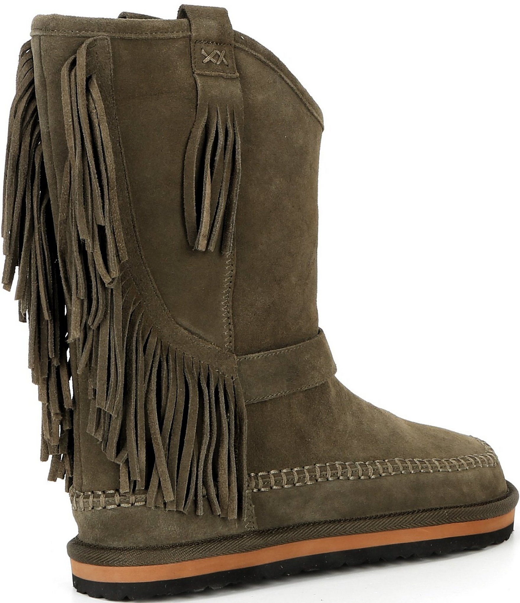 Free People Faye Suede Fringe Mid Calf Boots
