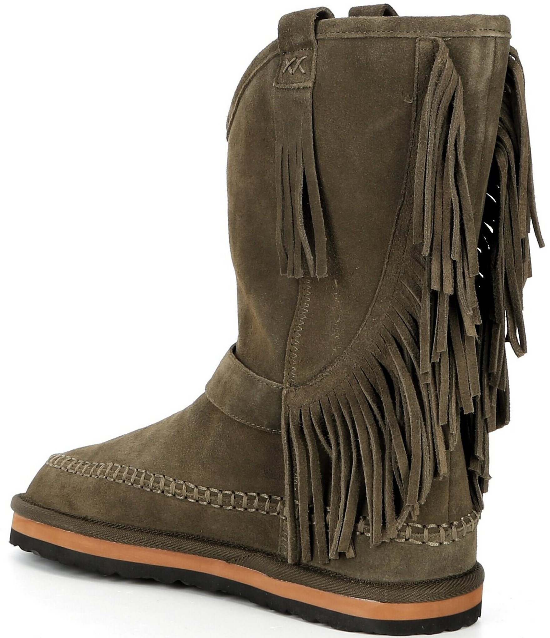 Free People Faye Suede Fringe Mid Calf Boots