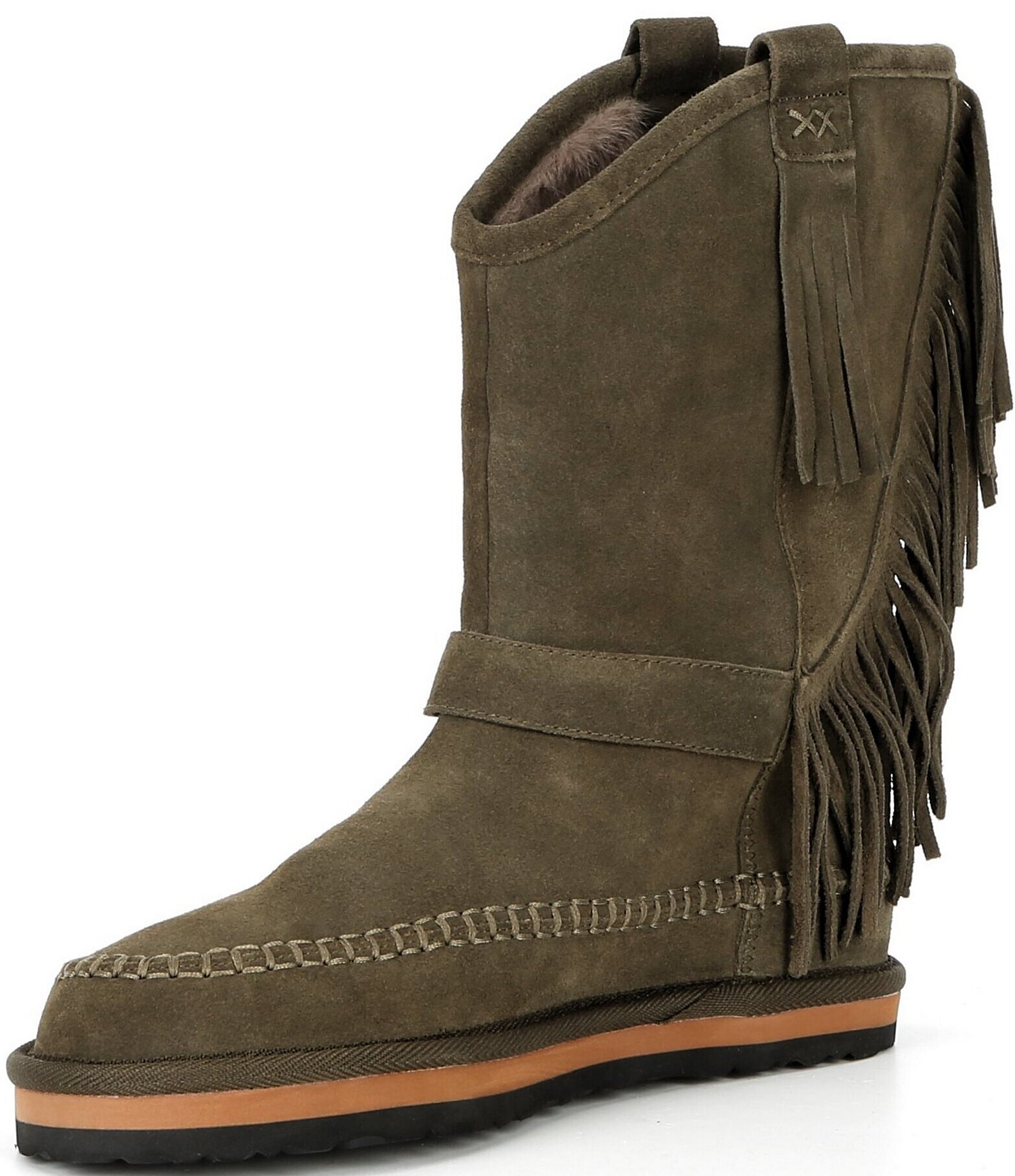 Free People Faye Suede Fringe Mid Calf Boots