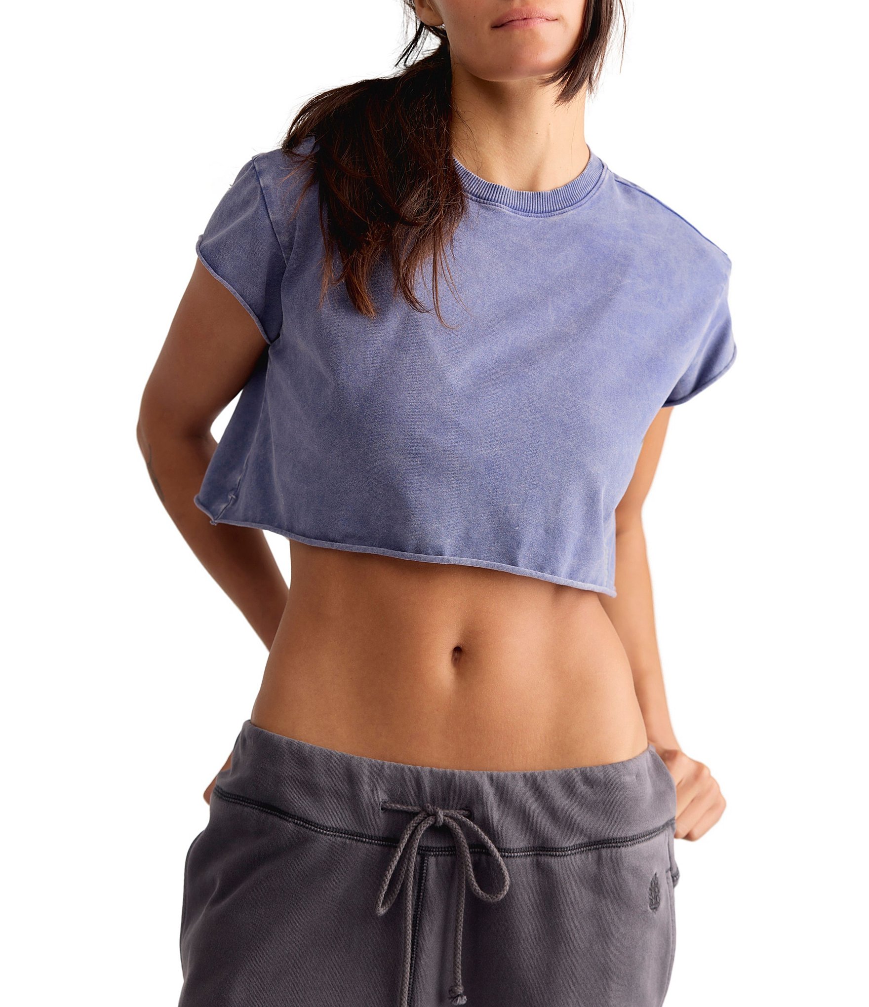 Free People FP Movement Hot Shot Crew Neck Short Sleeve Cropped Tee