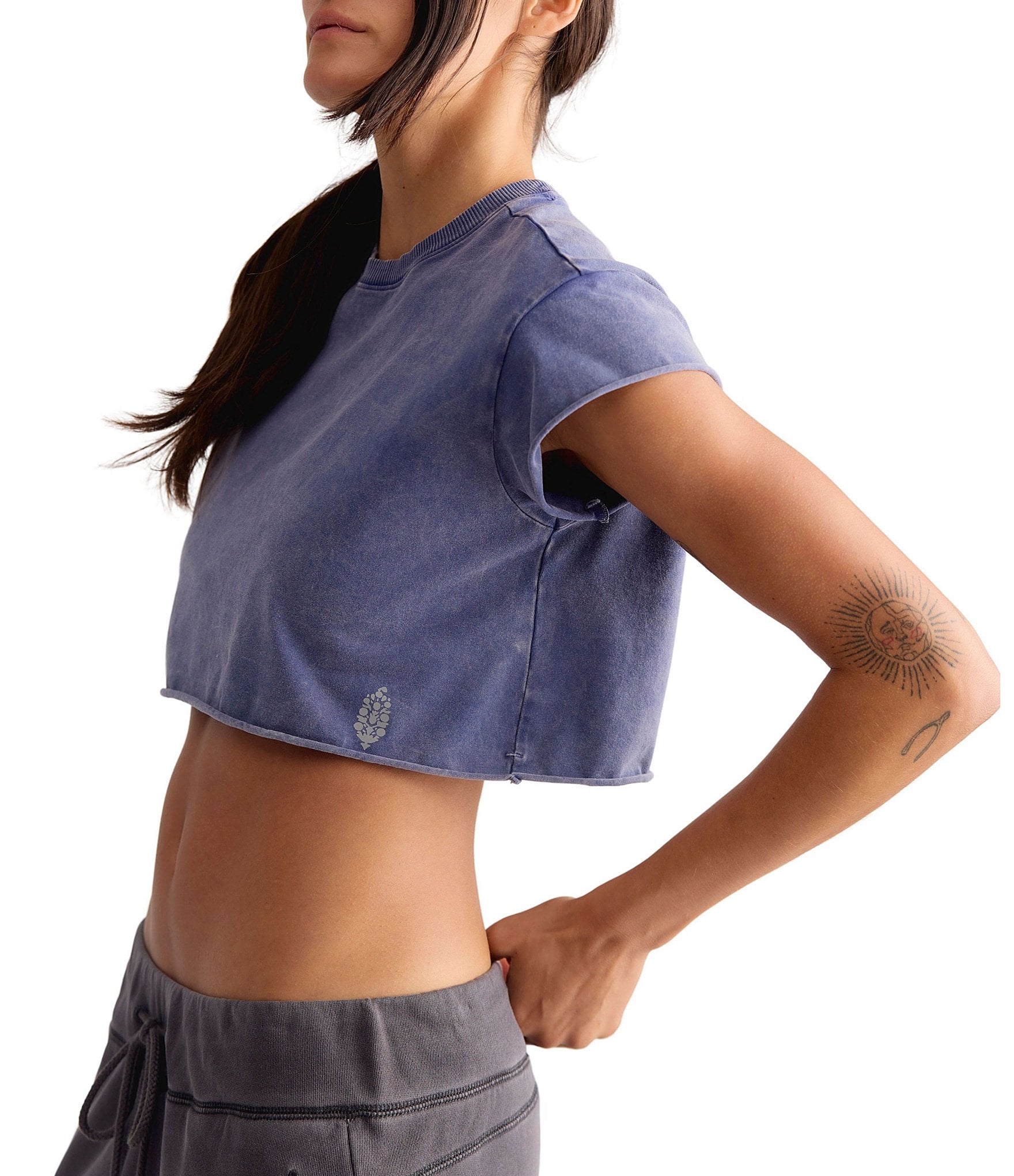 Free People FP Movement Hot Shot Crew Neck Short Sleeve Cropped Tee