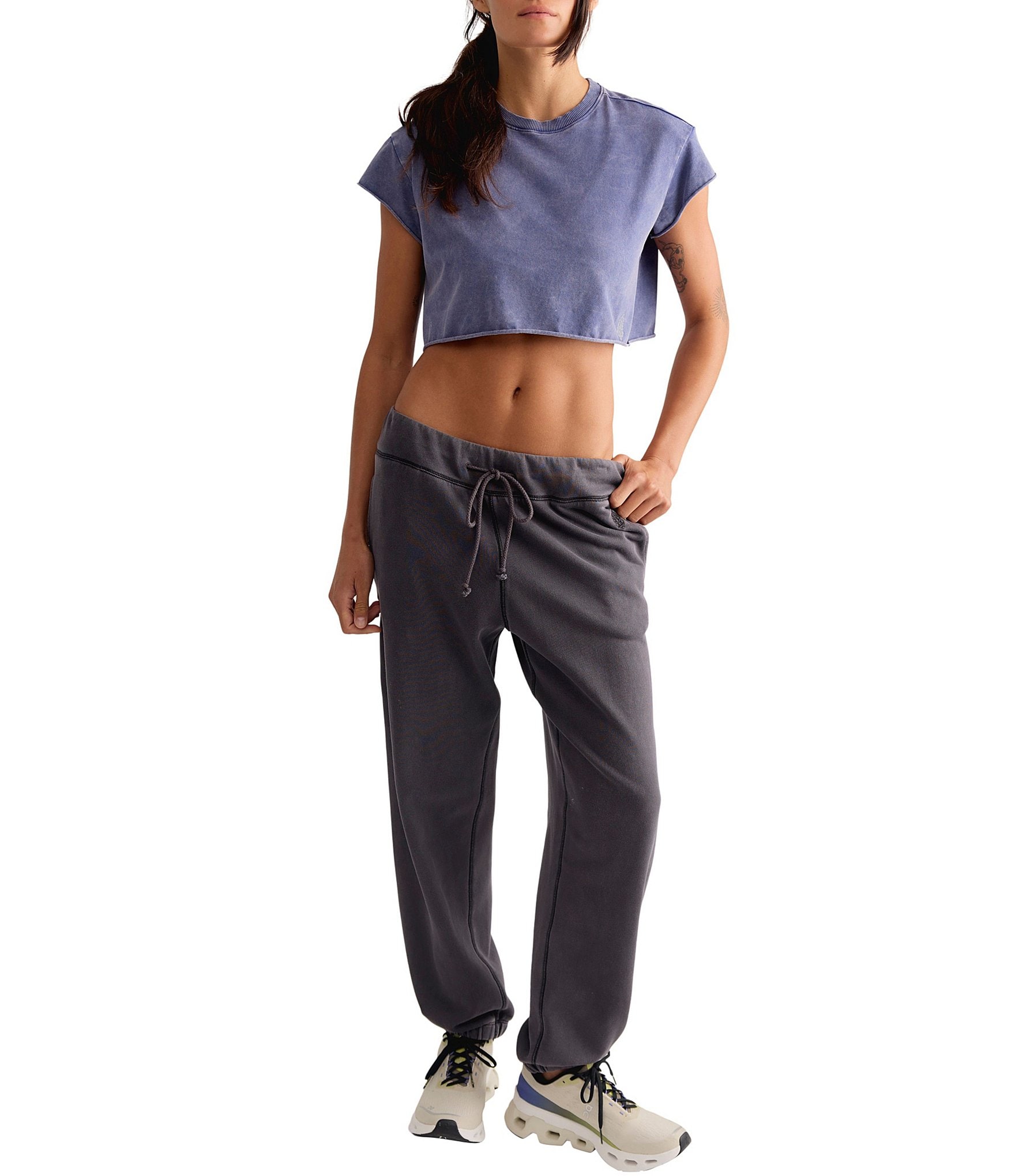 Free People FP Movement Hot Shot Crew Neck Short Sleeve Cropped Tee