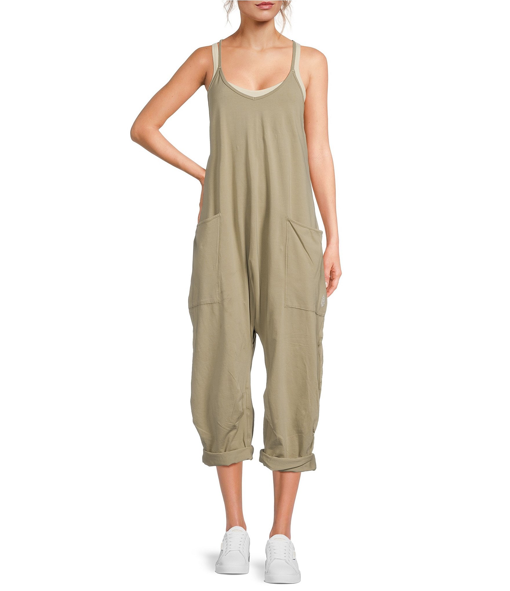 Free People FP Movement Sleeveless Scoop Neck Ankle Length Patch Pocket Hot Shot Onesie