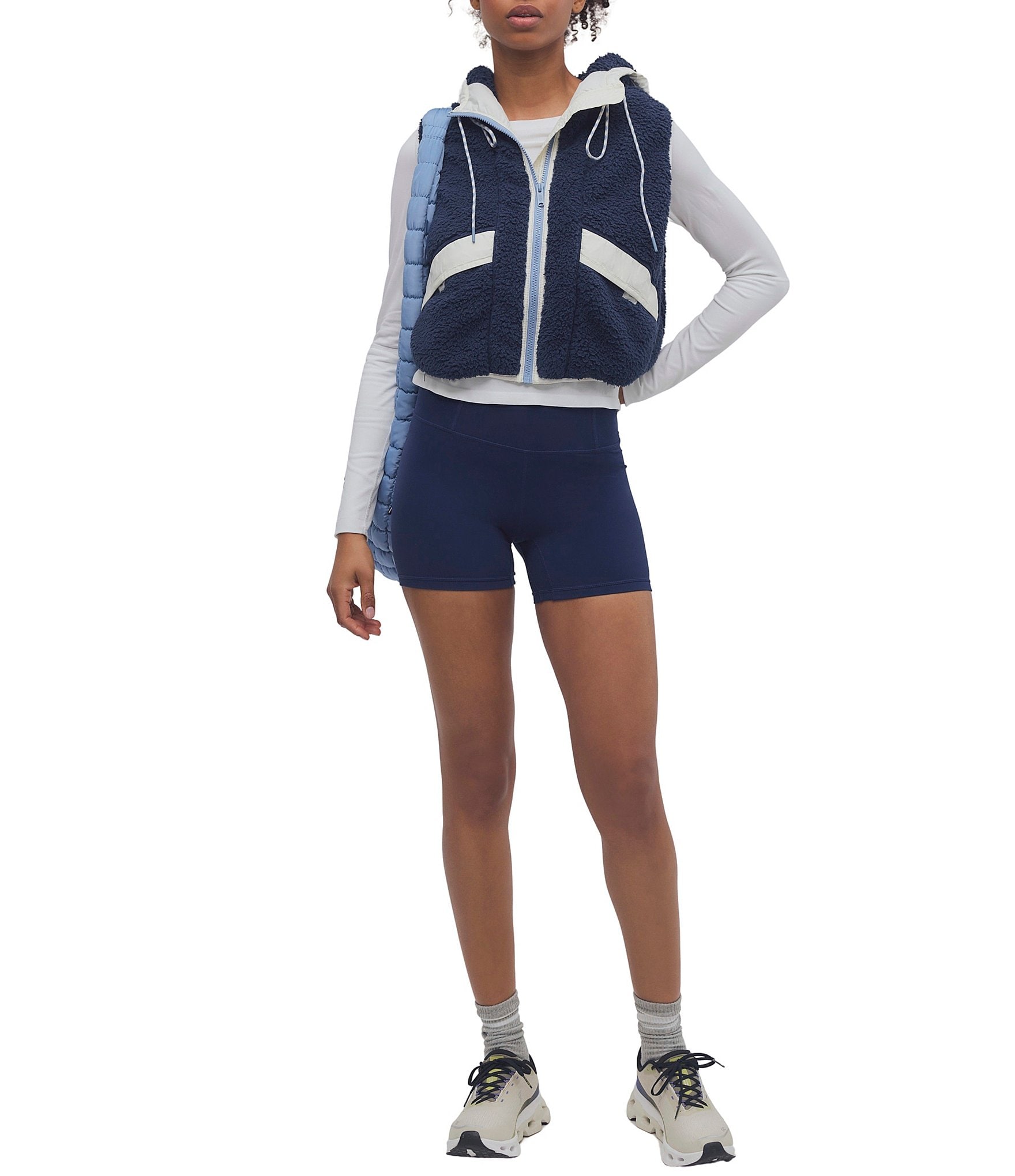 Free People FP Movement Sky High Hooded Sleeveless 2-Way Zip Front Fleece Vest