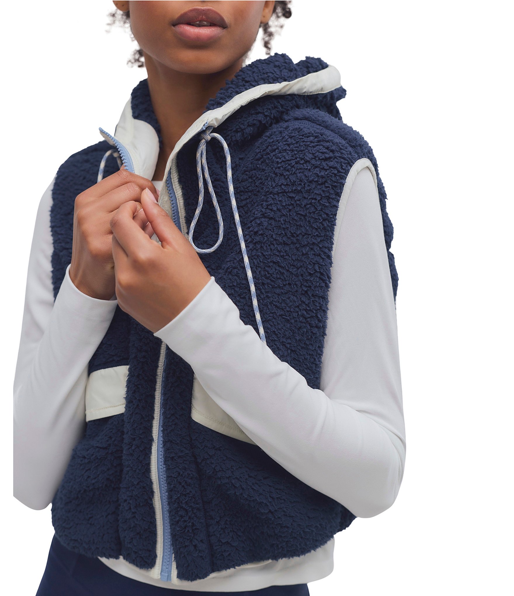 Free People FP Movement Sky High Hooded Sleeveless 2-Way Zip Front Fleece Vest