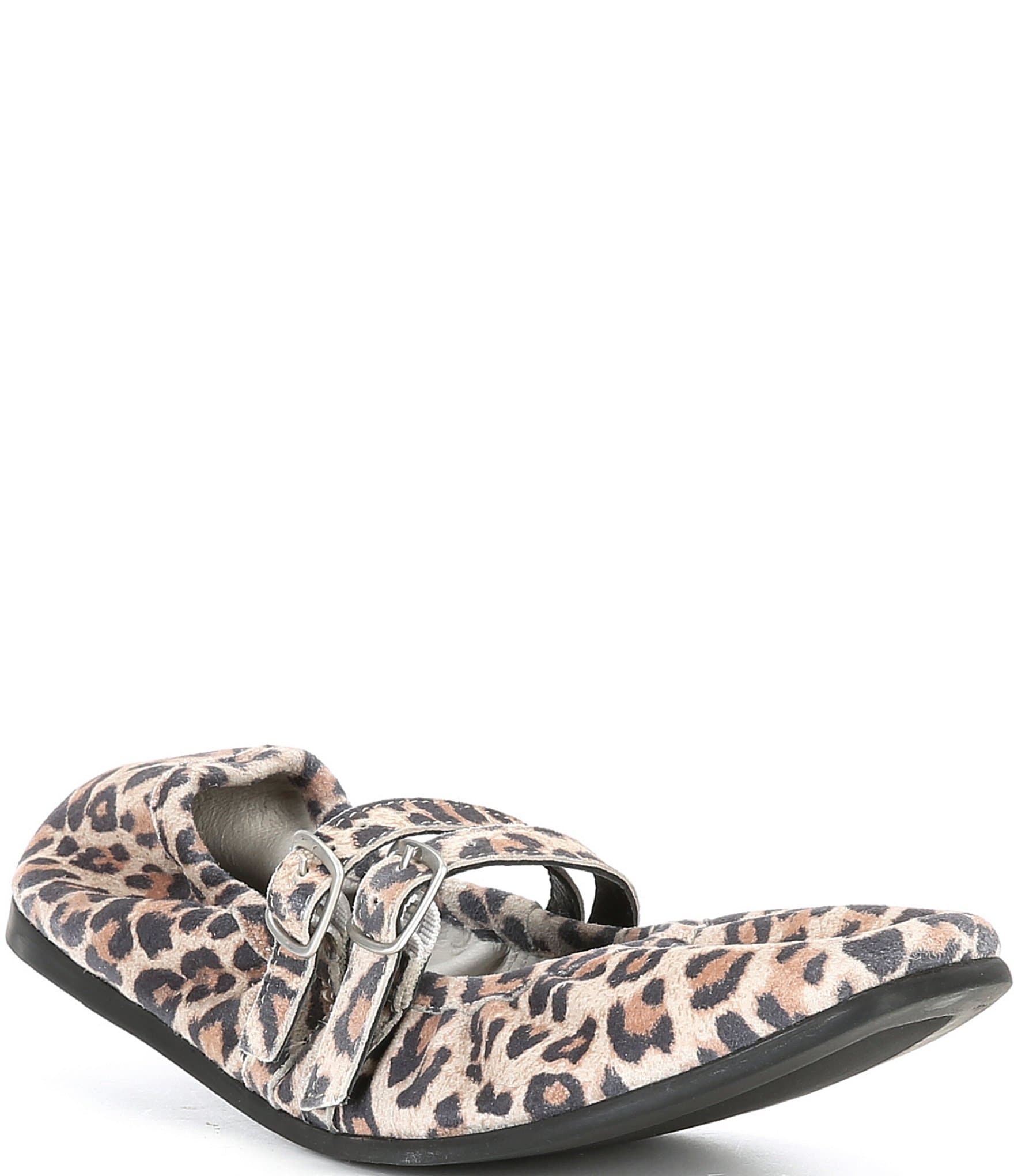 Free People Gemini Suede Leopard Print Buckle Ballet Flats Dillard s