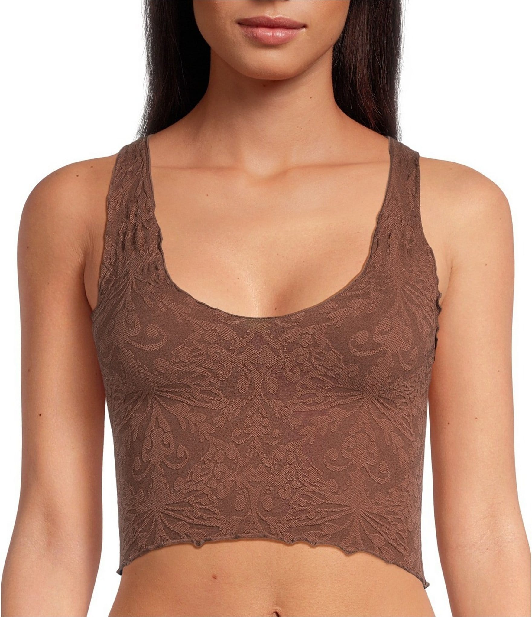 Seamless Halterneck Top with Lacing - Dark brown - Ladies