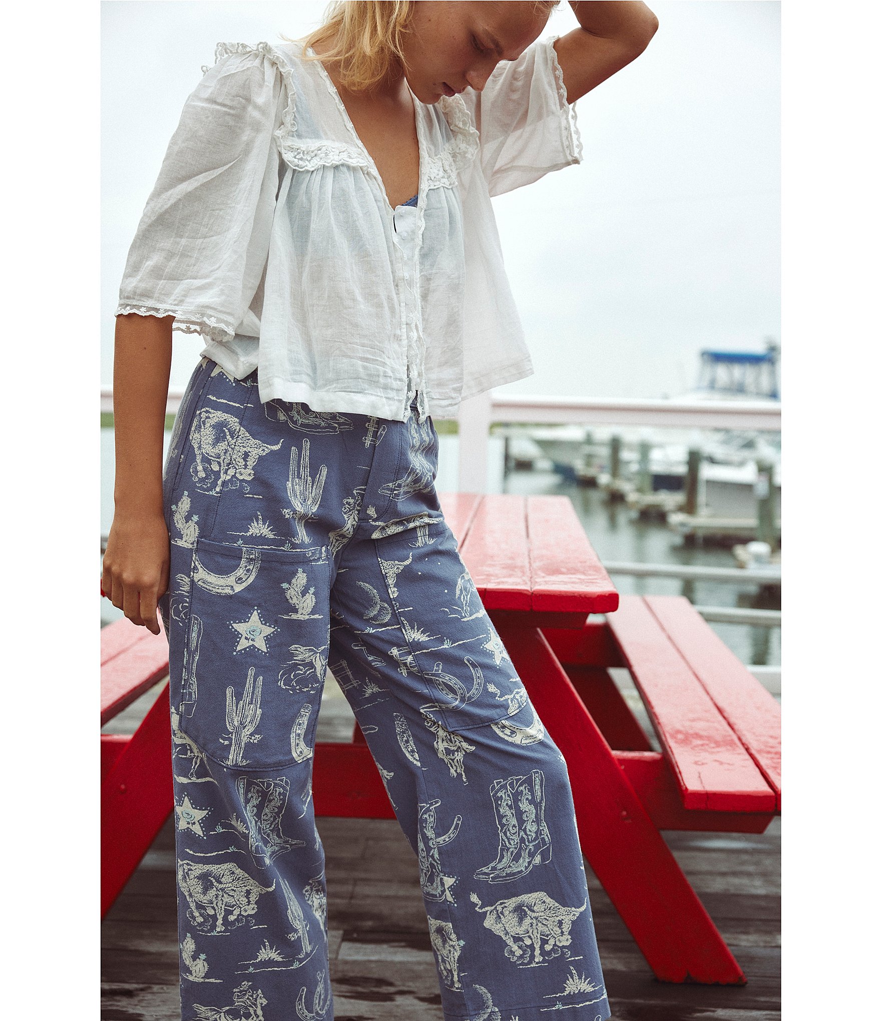 Free People Luna V Neck Short Sleeve Top