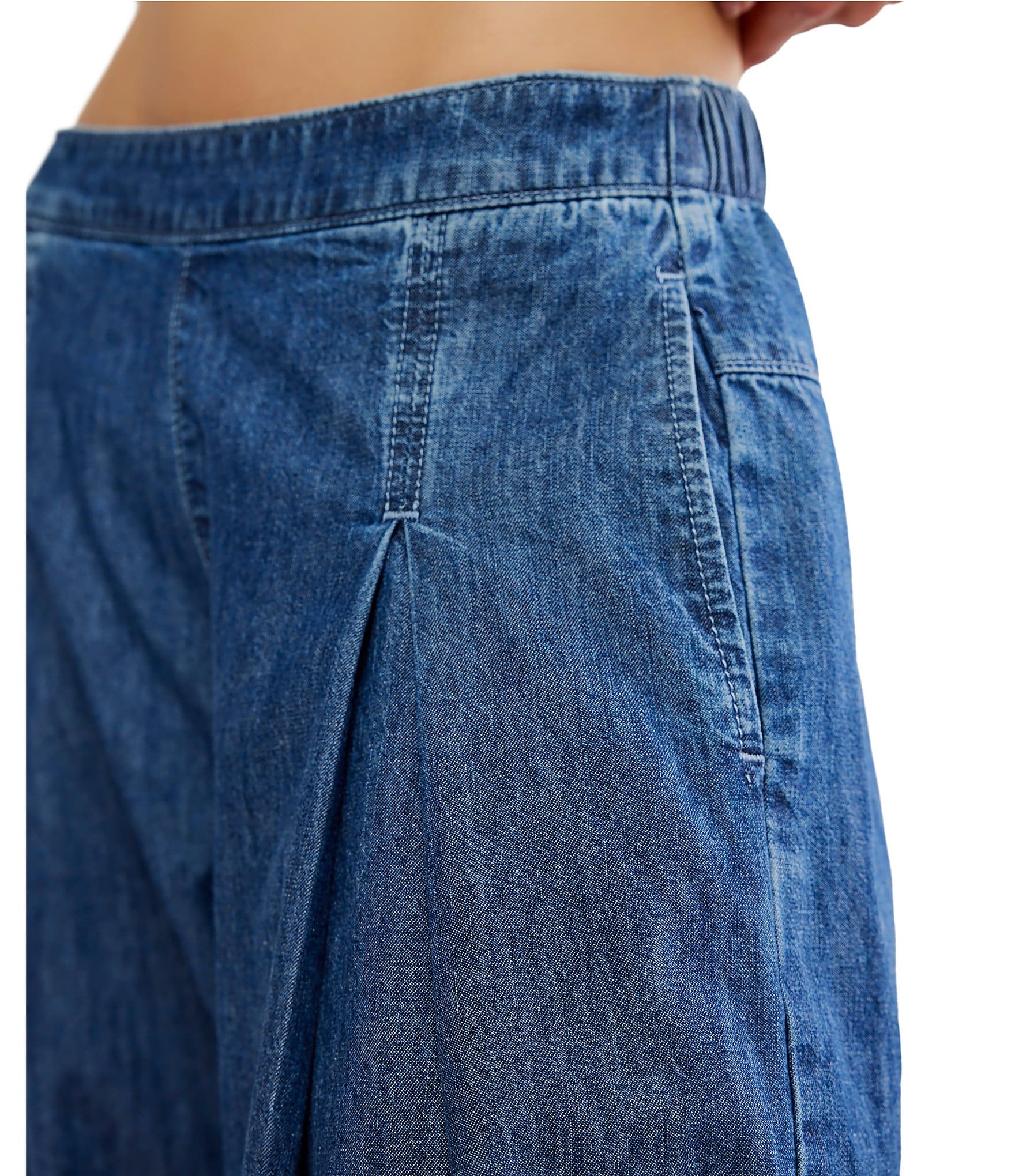 Free People Moonflower Pull-On Mid Rise Balloon Leg Denim Jeans