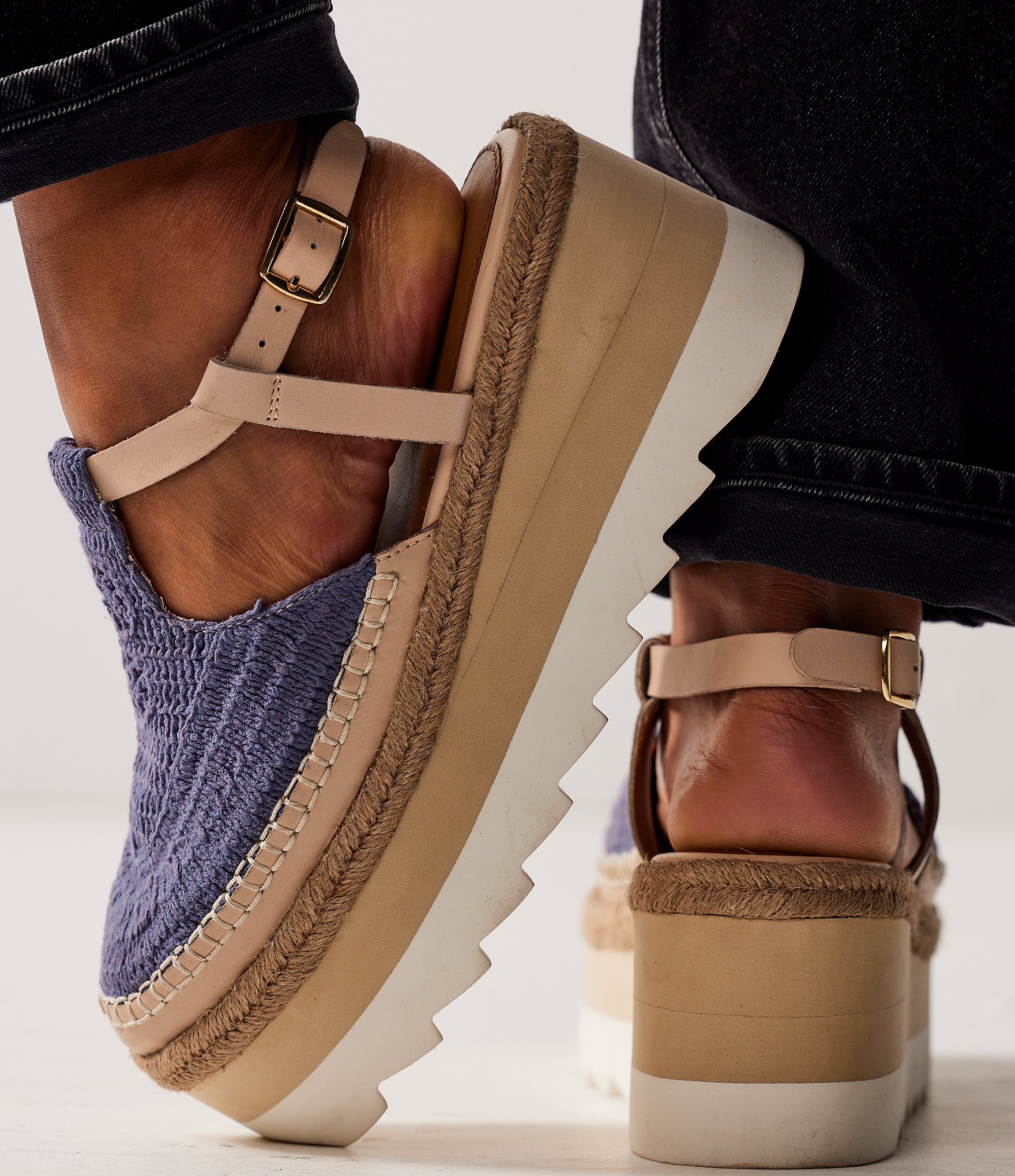 Free People Morning In Mykonos Crochet Platform Espadrille Wedges