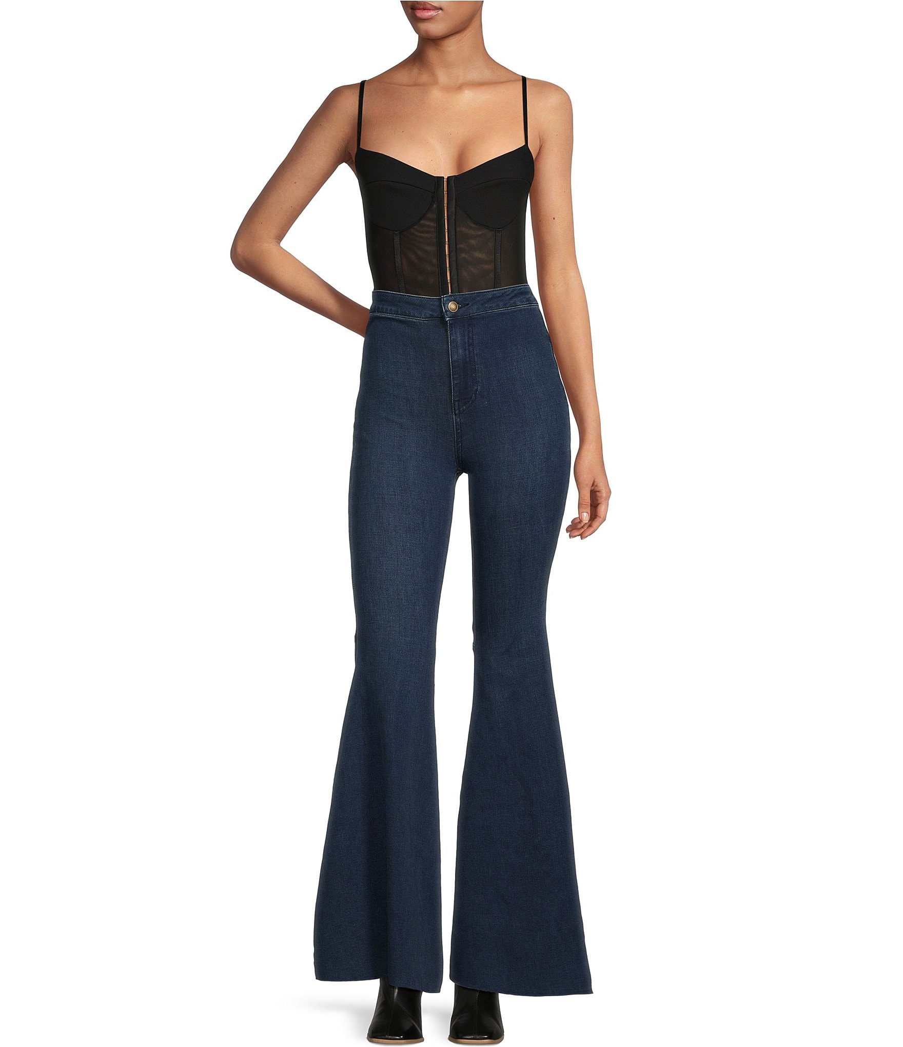 Free People Night Rhythm Corset Bodysuit