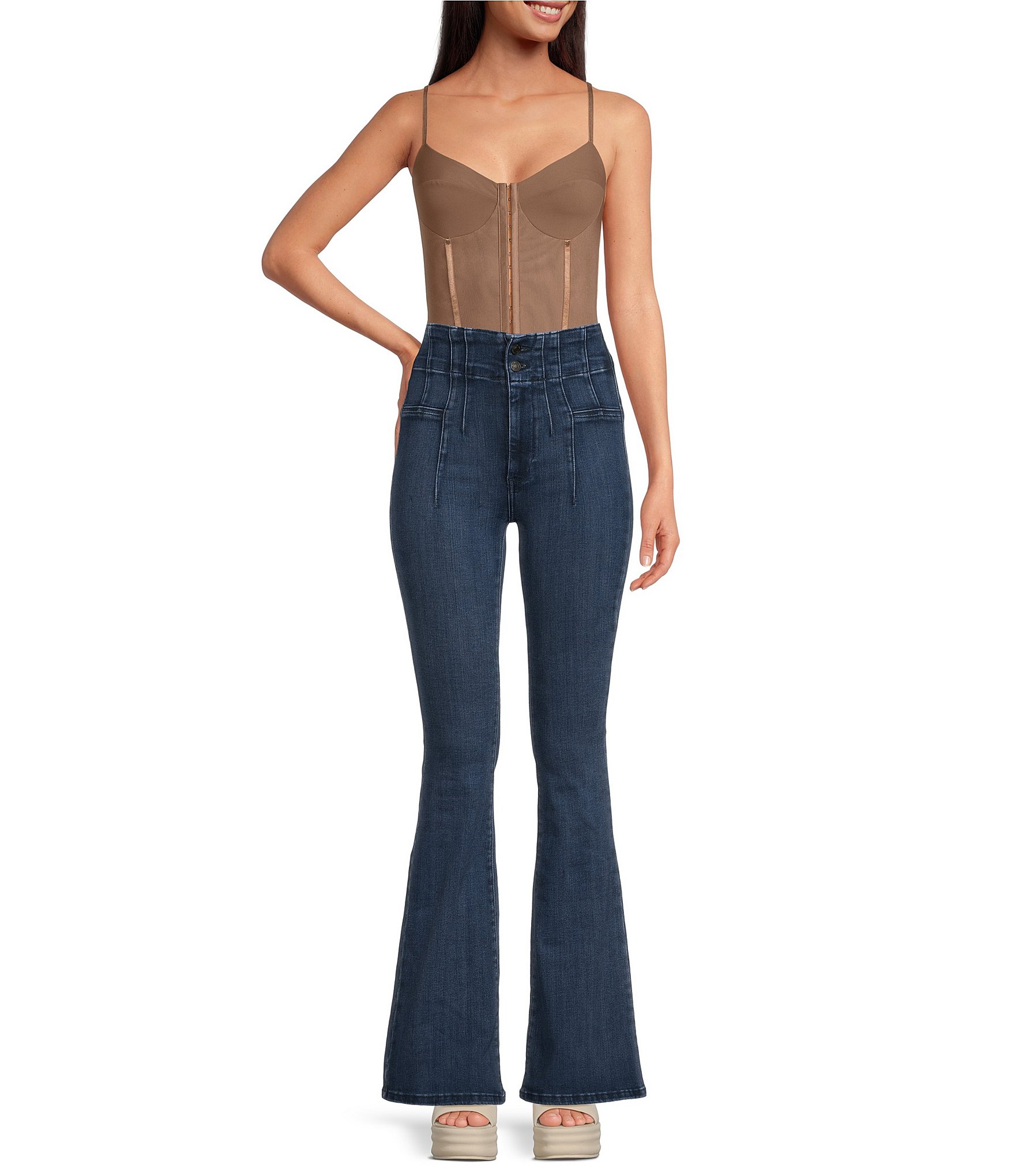 Free People Night Rhythm Corset Bodysuit