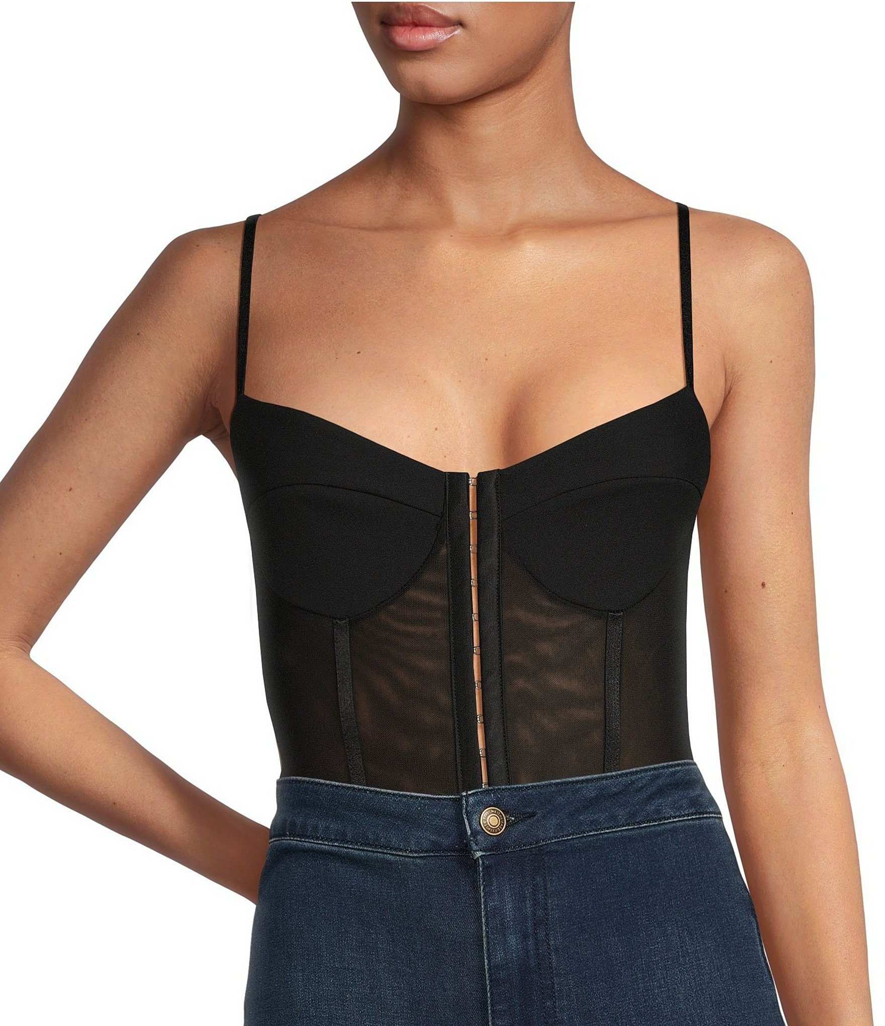 Free People Night Rhythm Corset Bodysuit