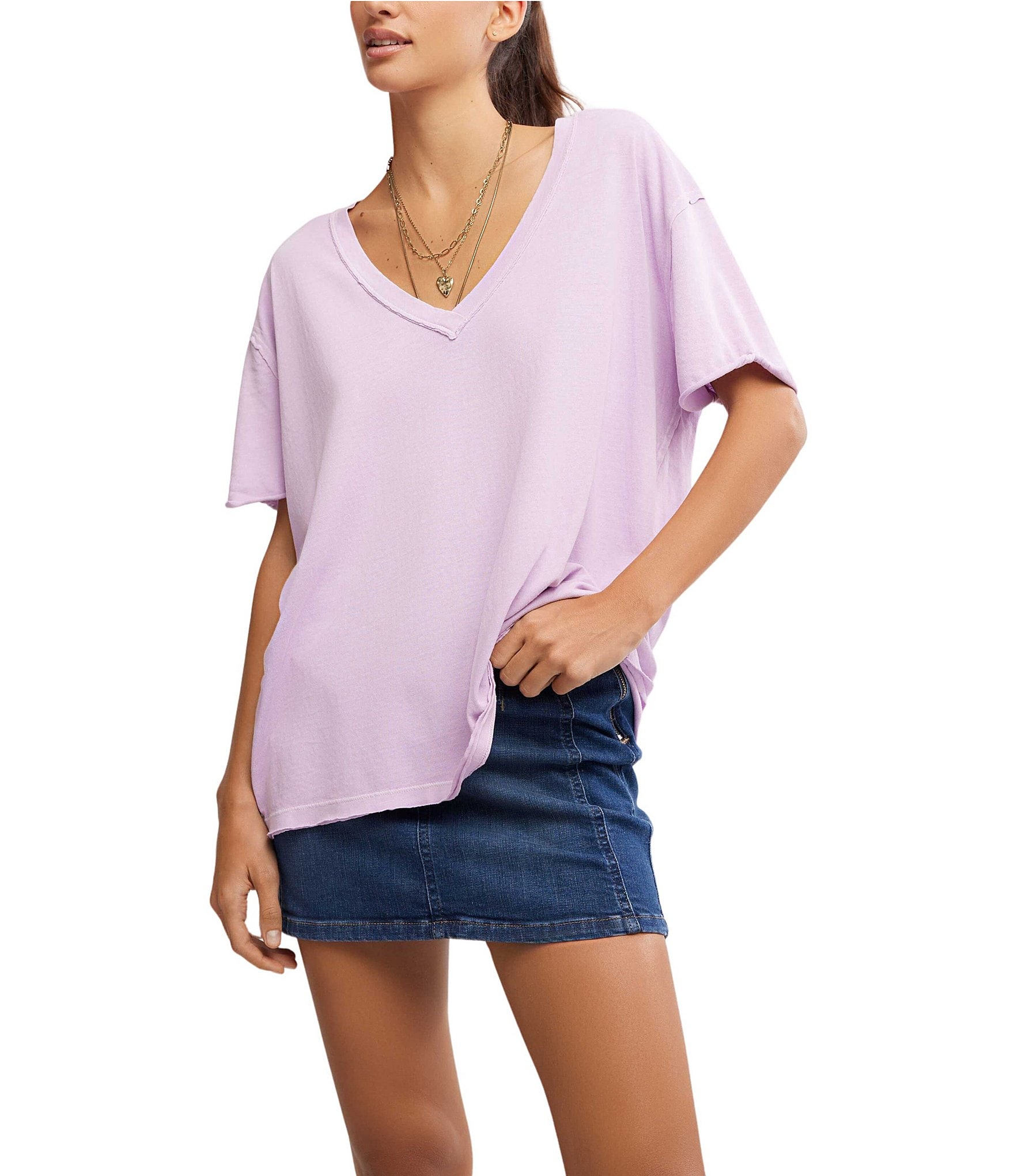 Free People Nina V-Neck Short Sleeve Tee