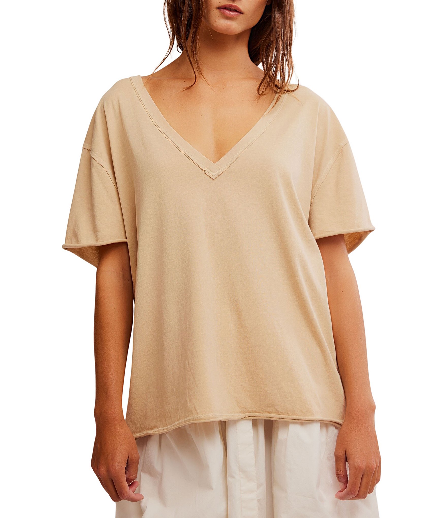 Free People Nina V-Neck Short Sleeve Tee