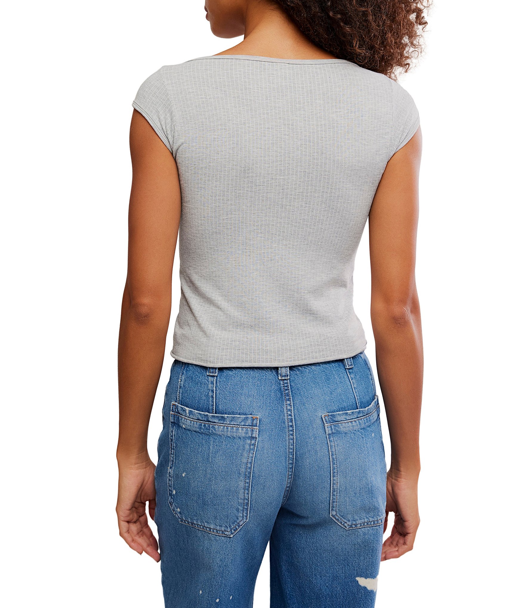 Free People So Soft Seamless Envelope Neck Cap Sleeve Modal Tee