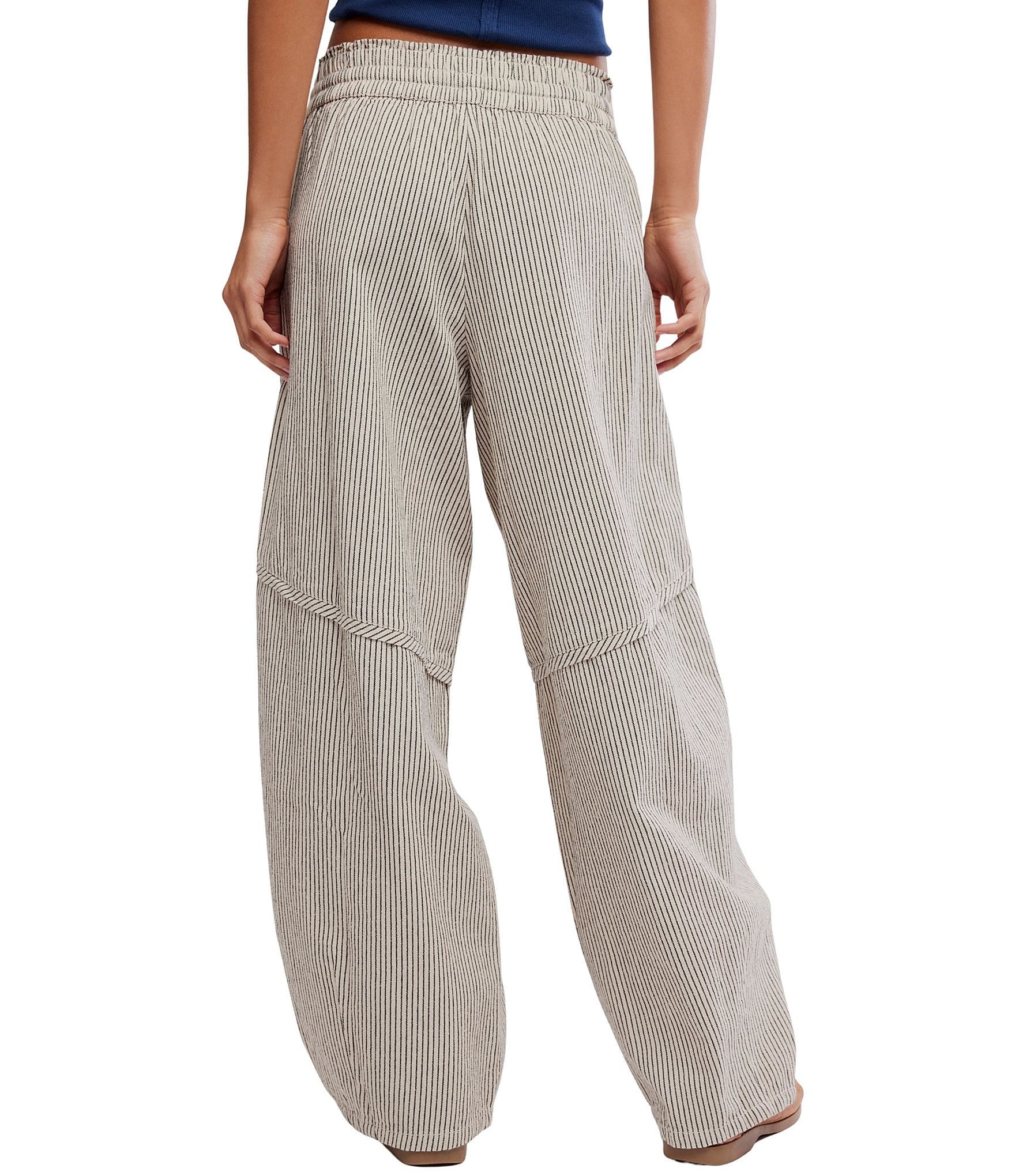 Free People Something Good Micro Stripe Pull-On Barrel Leg Pants