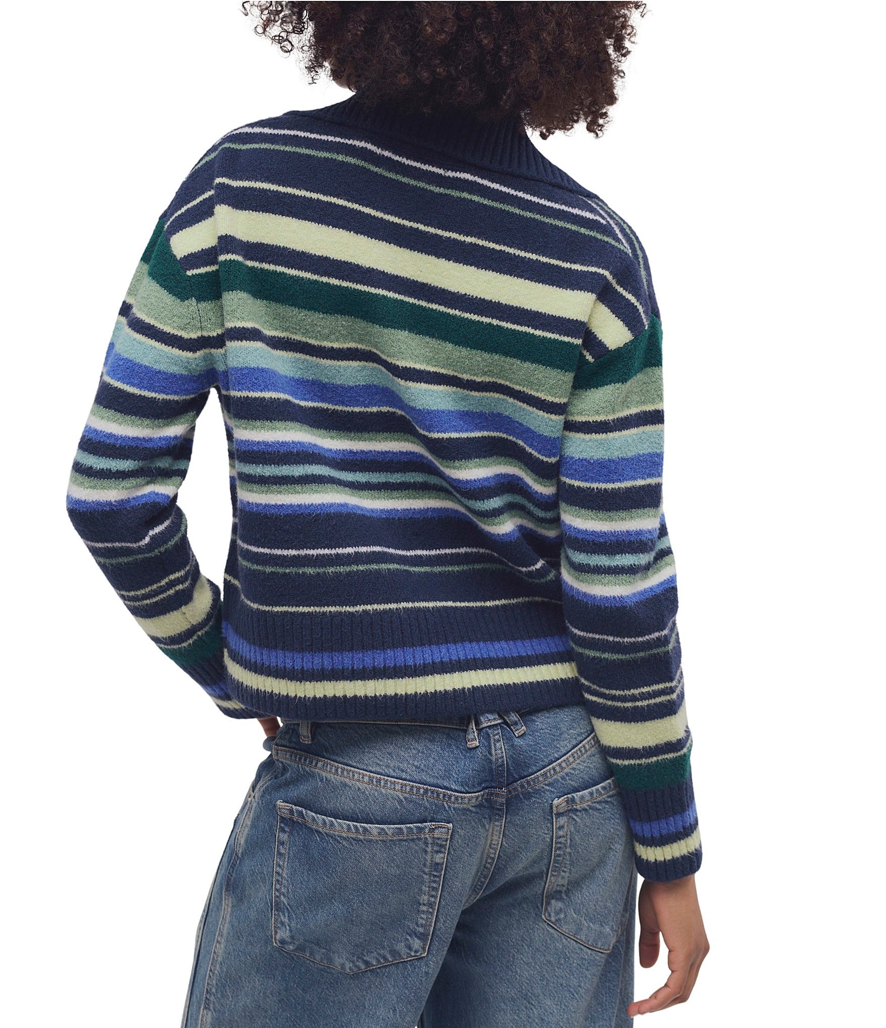 Free People Trading Up Striped Collared Long Sleeve Polo Sweater