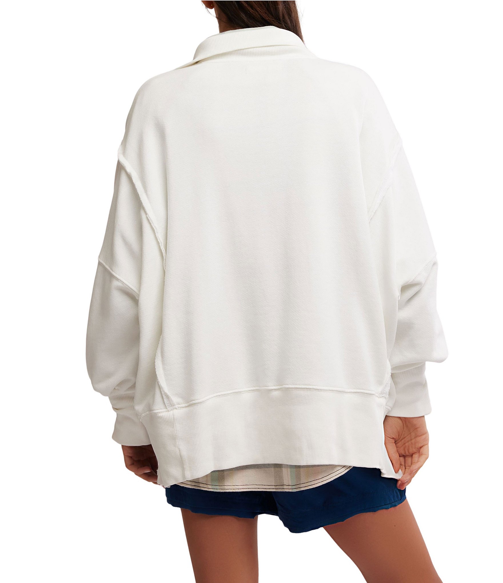 Free People We The Free Camden Henley Collar Neck Long Sleeve Sweatshirt