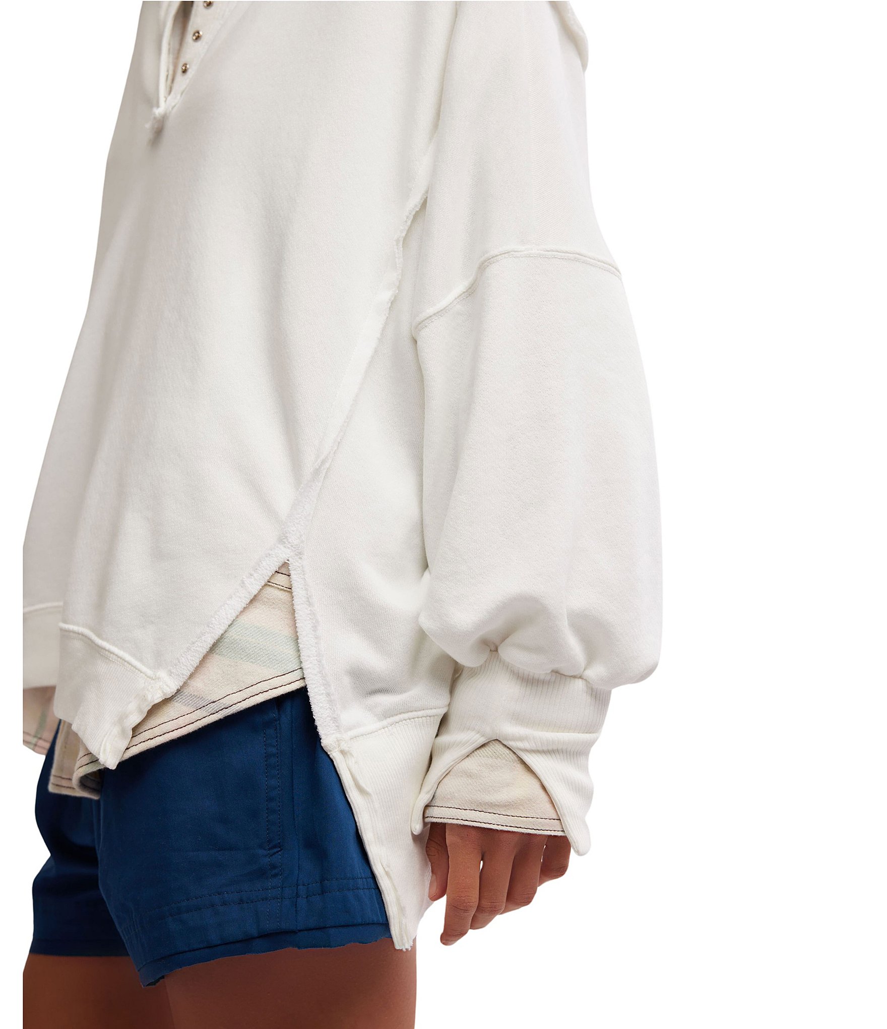 Free People We The Free Camden Henley Collar Neck Long Sleeve Sweatshirt