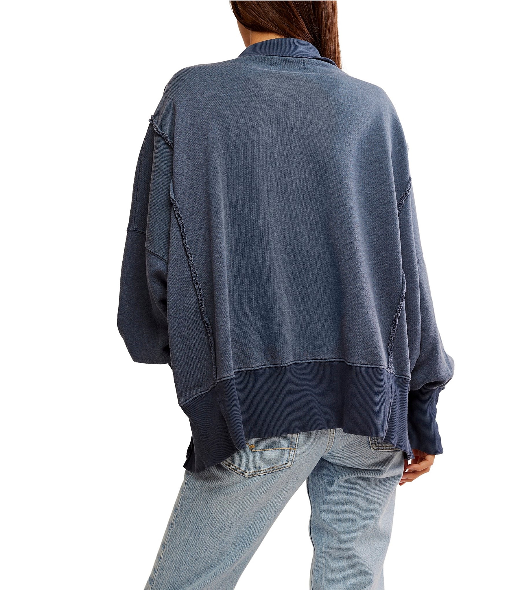 Free People We The Free Camden Henley Collar Neck Long Sleeve Sweatshirt