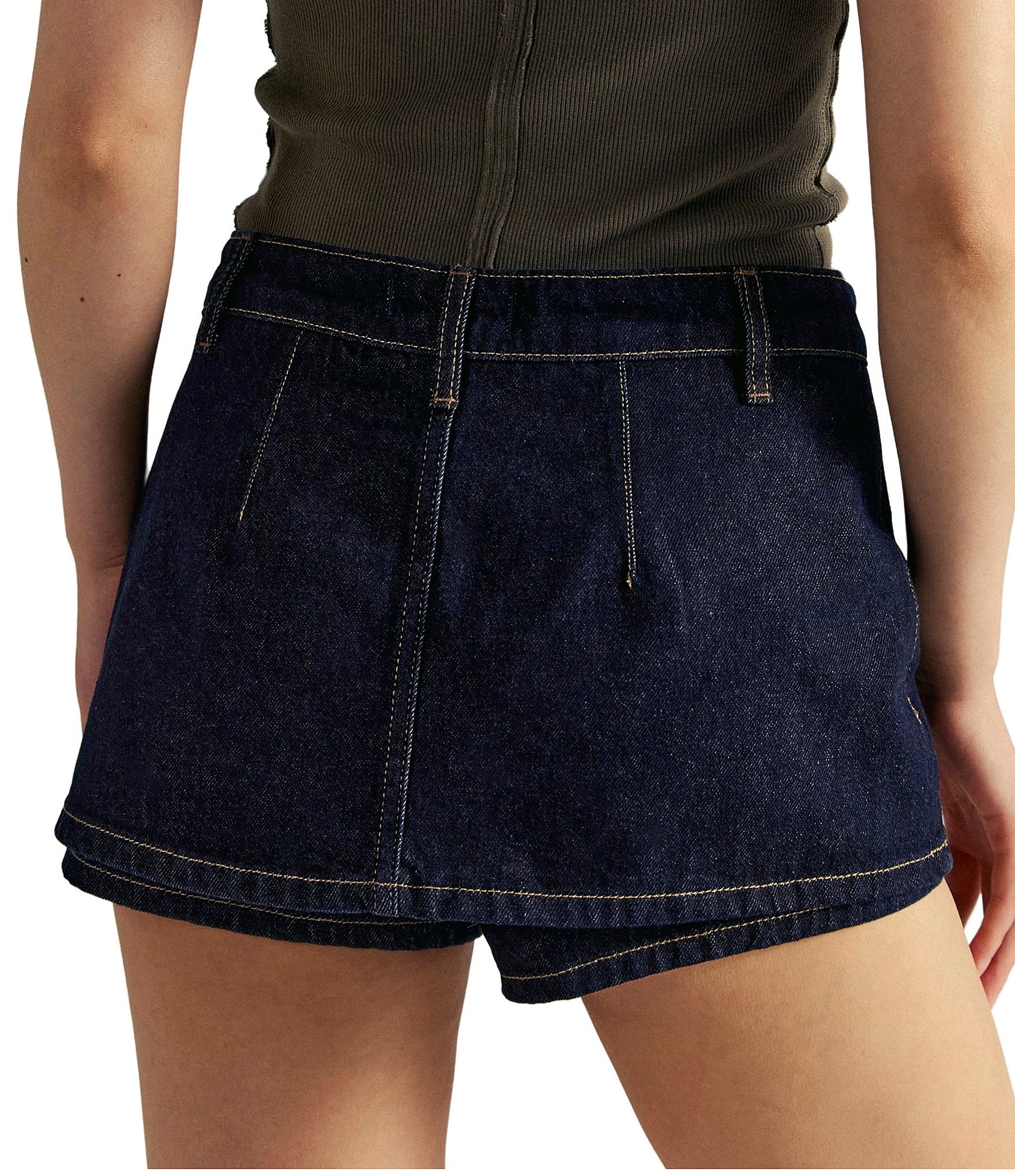 Free People We The Free Galivanting Peekaboo Denim Micro Skort