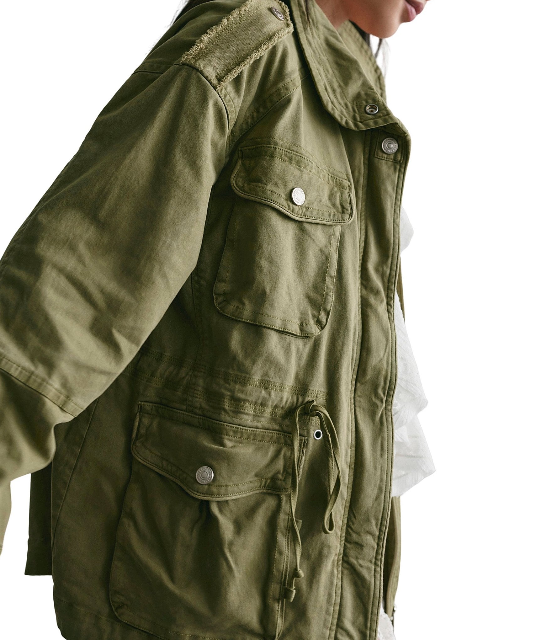 Free People We The Free Marlo Funnel-Neck Long Sleeve Surplus Jacket