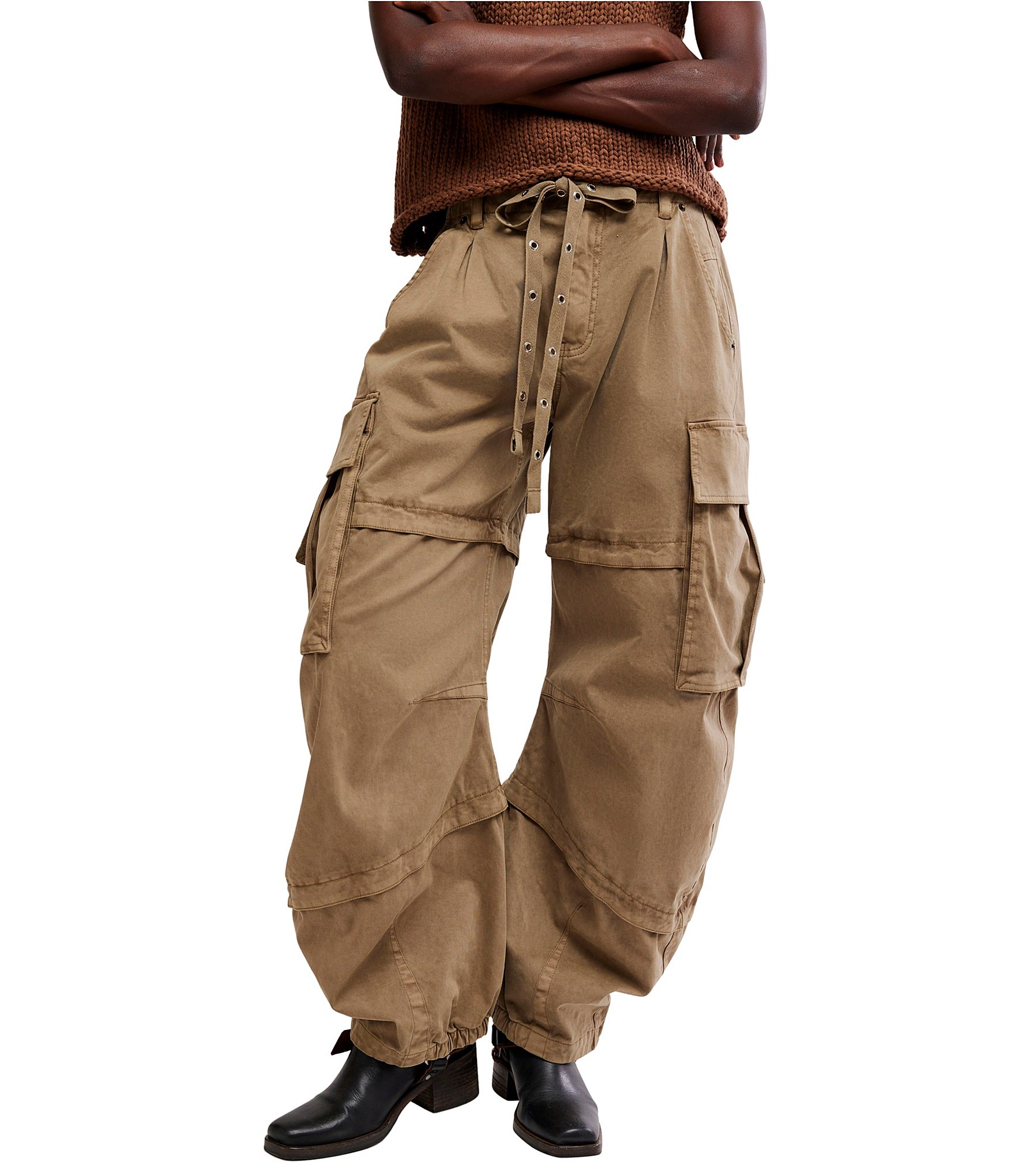 Free People We The Free Reef Curved Mid Rise Twill Cargo Pants