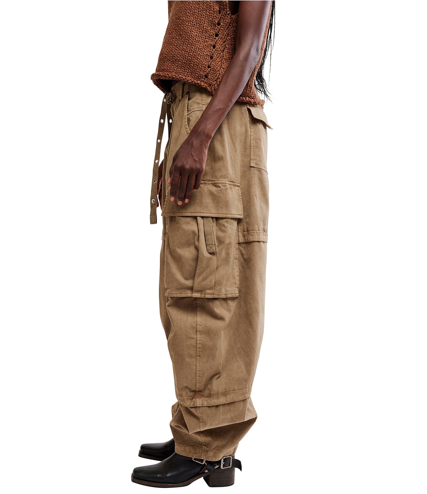 Free People We The Free Reef Curved Mid Rise Twill Cargo Pants