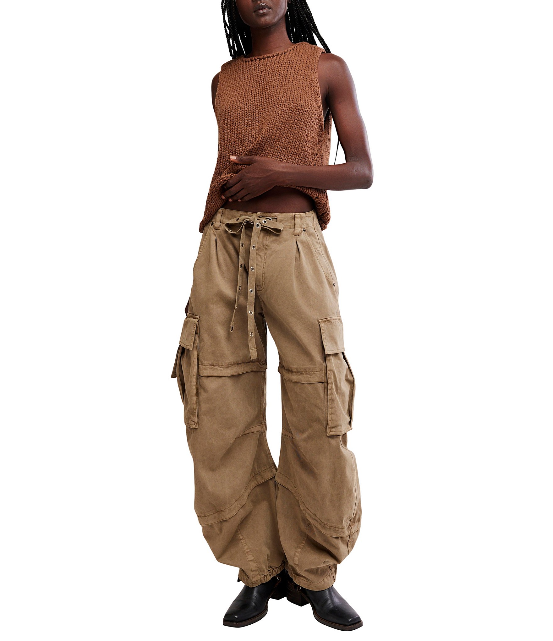 Free People We The Free Reef Curved Mid Rise Twill Cargo Pants