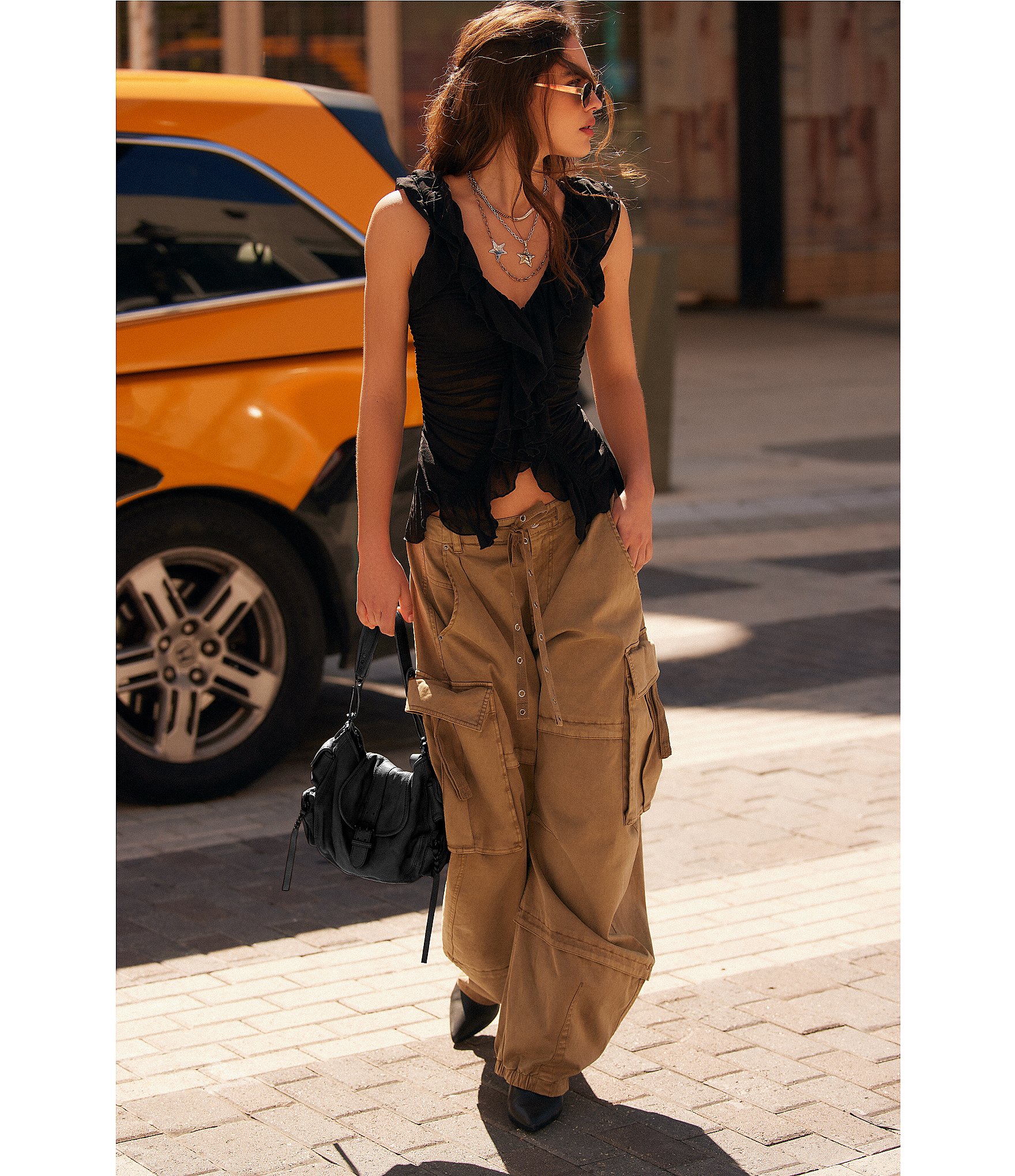 Free People We The Free Reef Curved Mid Rise Twill Cargo Pants