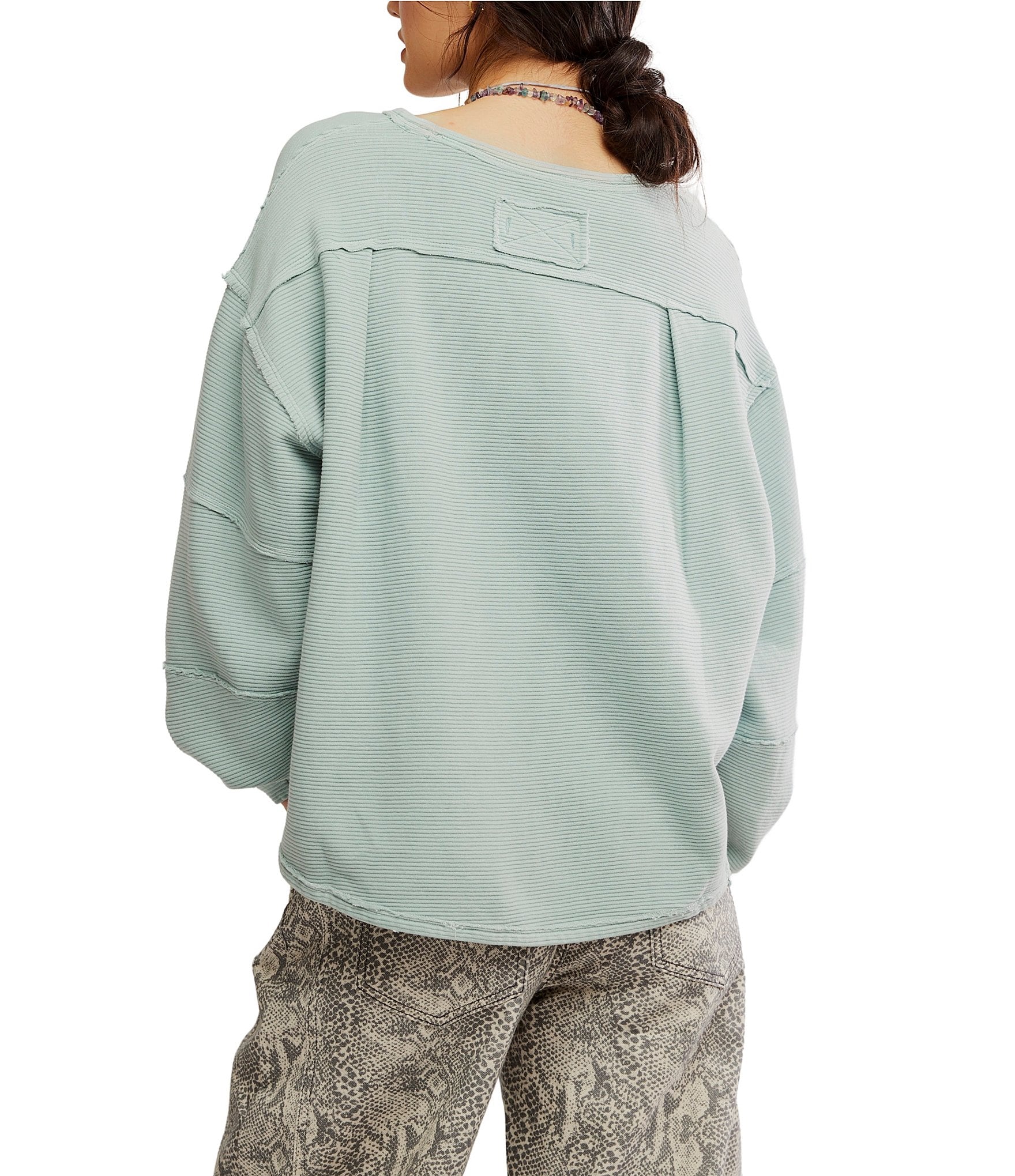 Free People We The Free Total Eclipse Rib Knit Crew Neck Long Sleeve Top