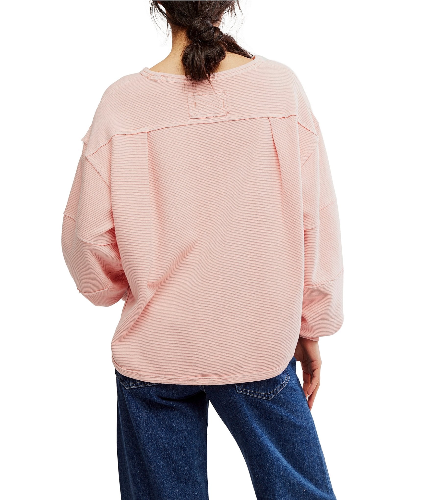 Free People We The Free Total Eclipse Rib Knit Crew Neck Long Sleeve Top