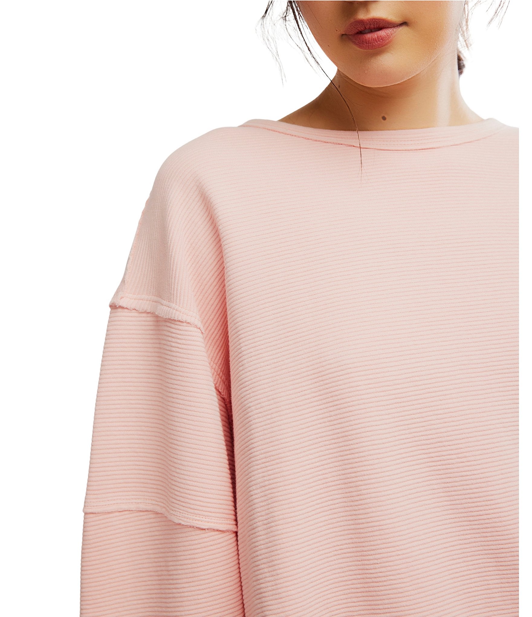 Free People We The Free Total Eclipse Rib Knit Crew Neck Long Sleeve Top