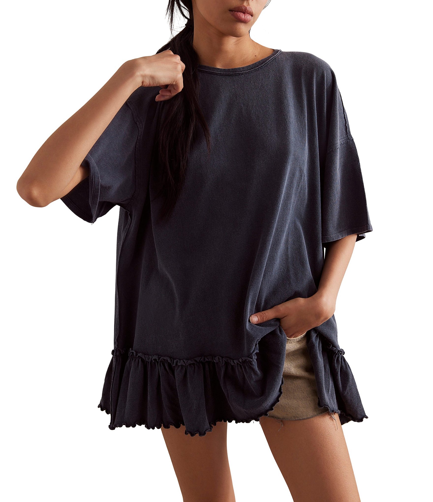 Free People We The Free Why Yes Tee Crew Neck Short Sleeve Oversized Tee