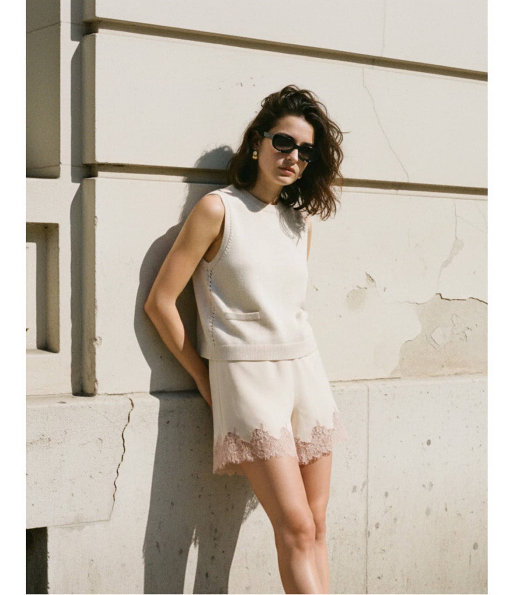 French Connection Ennis Satin Lace Pull-On Shorts