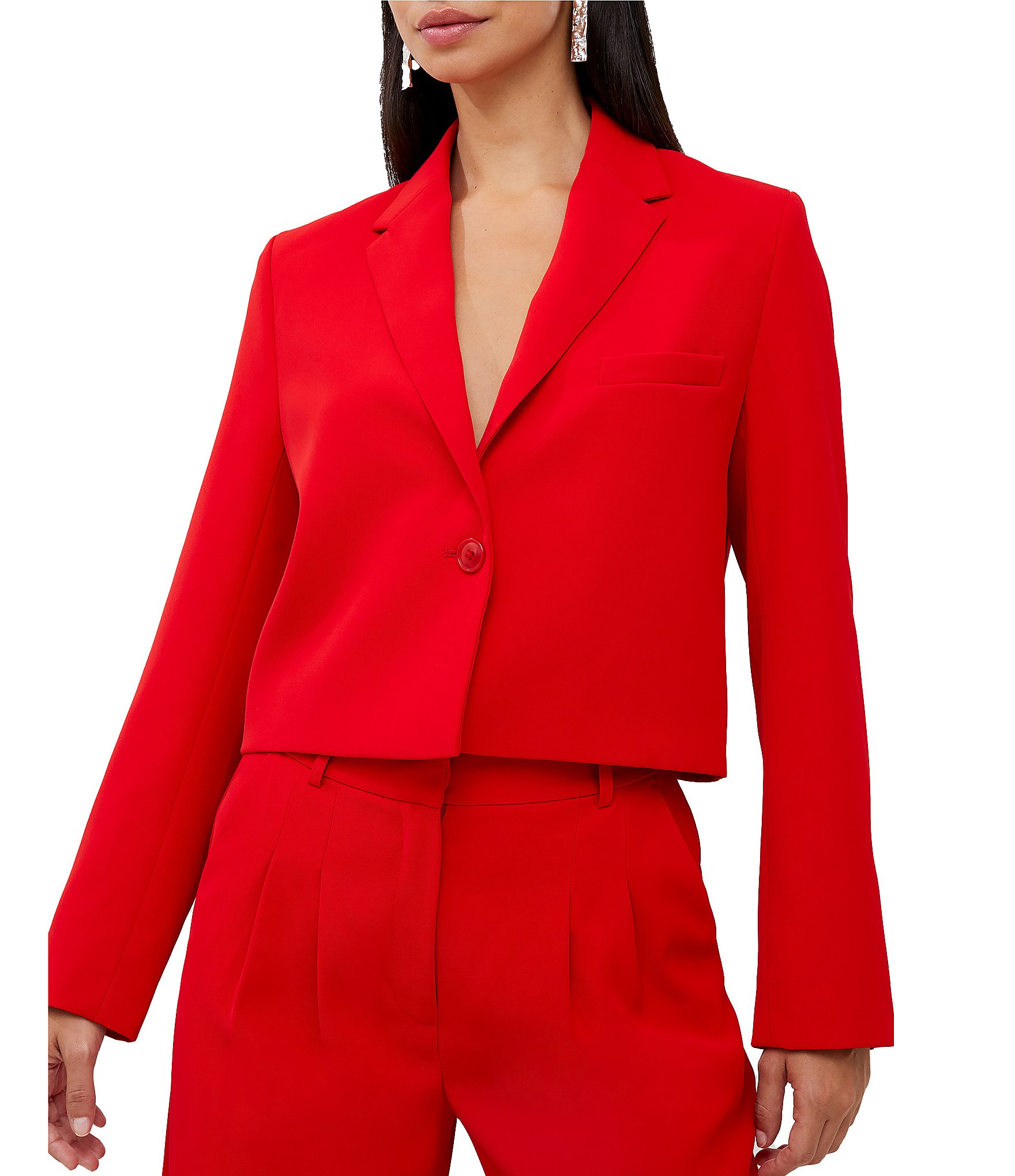 French Connection Harry Suiting Cropped Notch Collar Long Sleeve ...