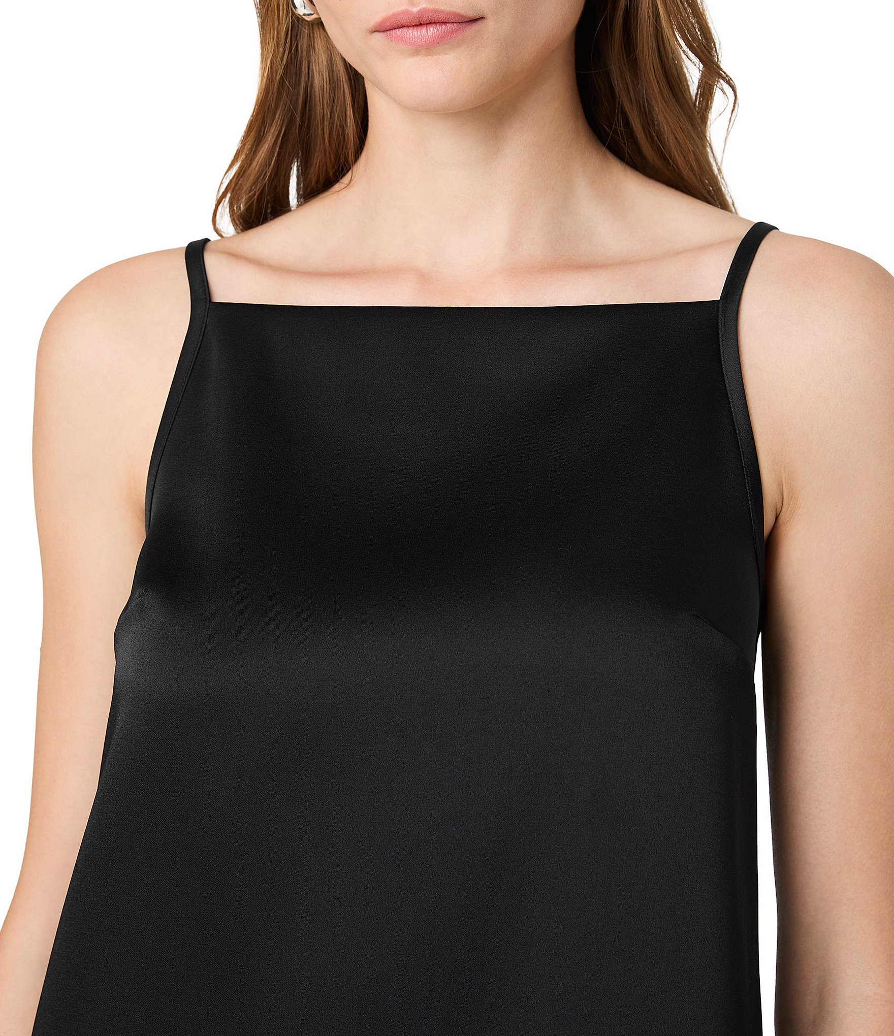 French Connection York Satin Square Neck Sleeveless A-line Mini Dress