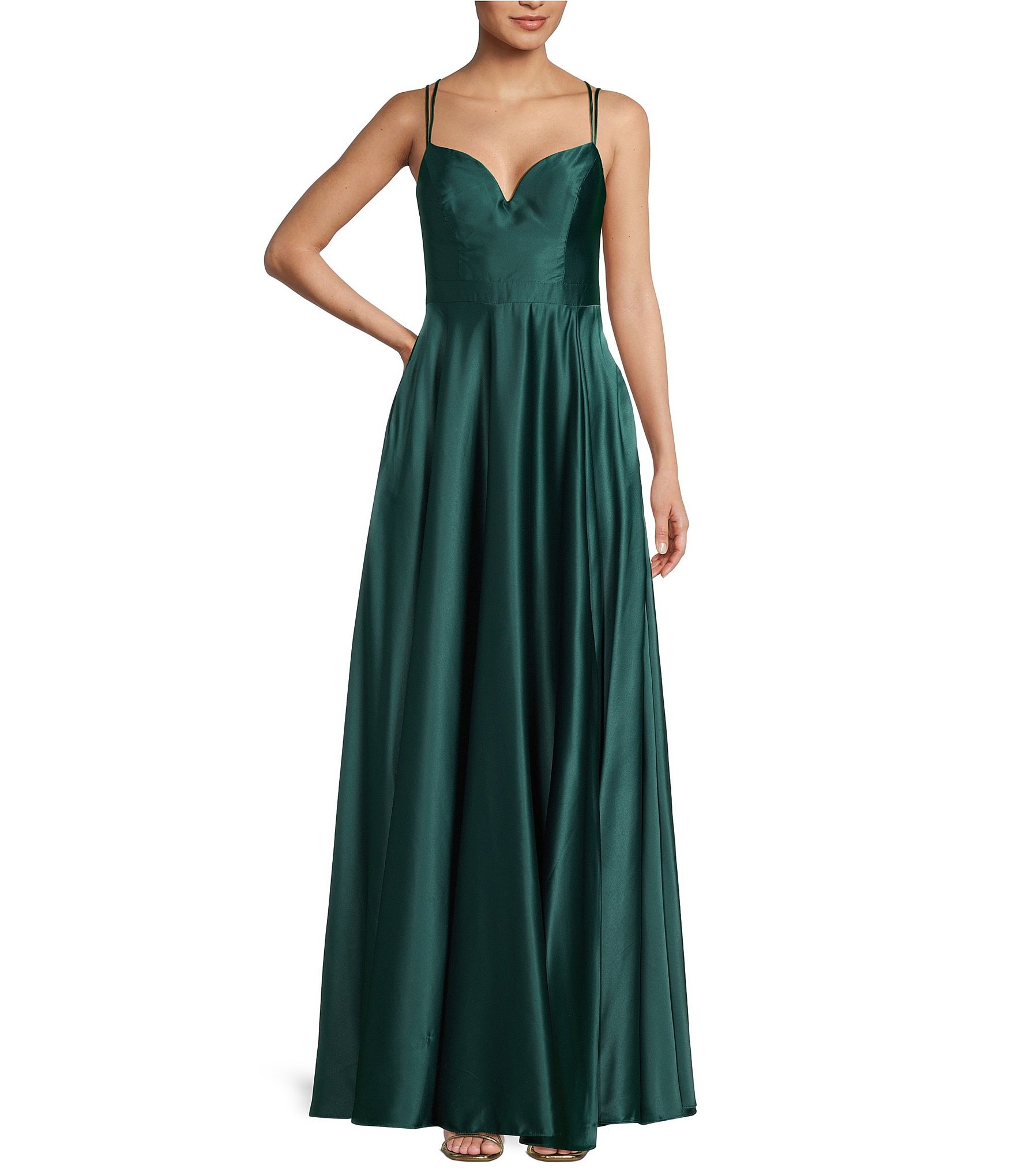 B darlin v neck satin ball gown sale