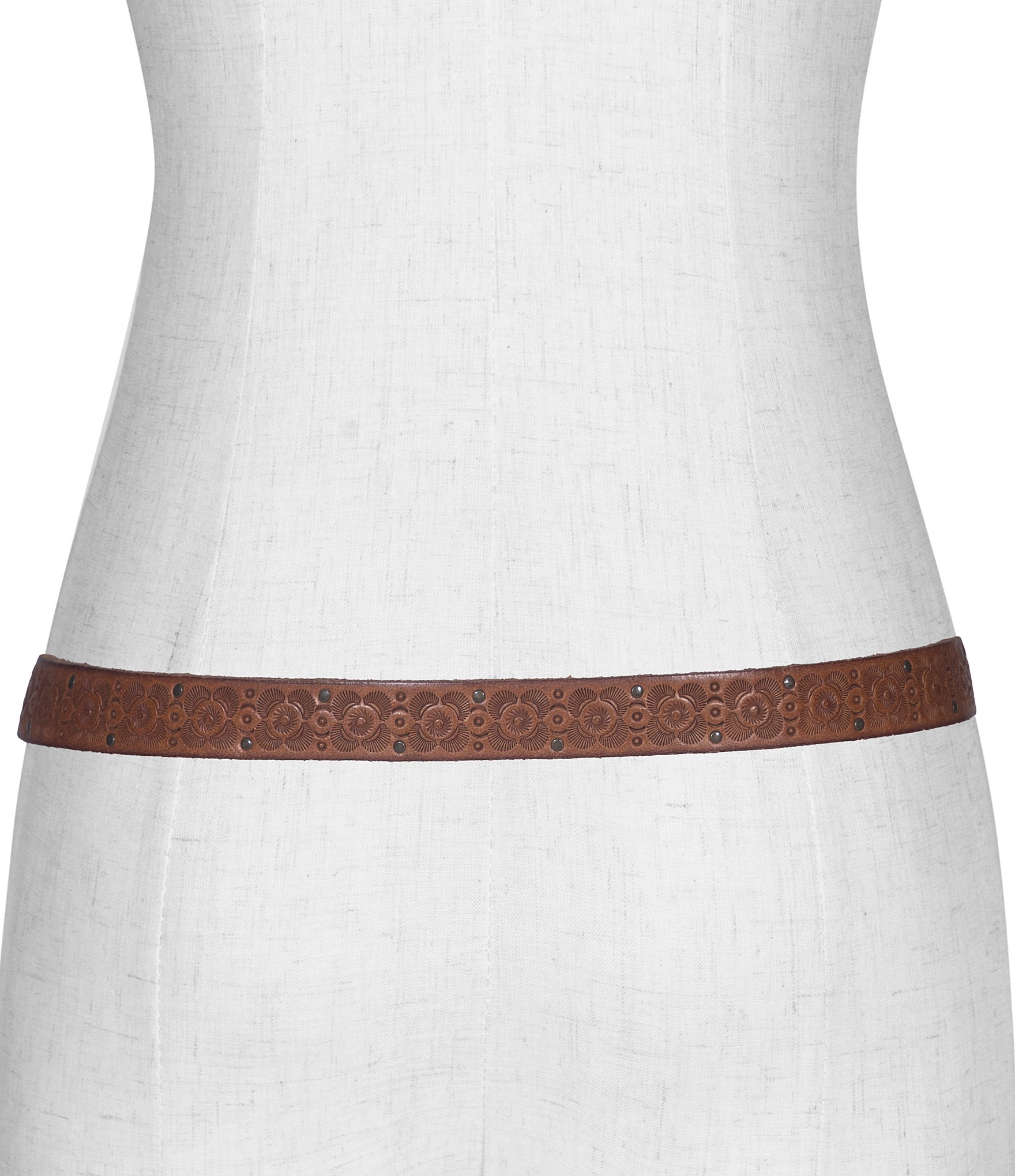 Frye 0.78#double; Tooling and Stud Leather Belt