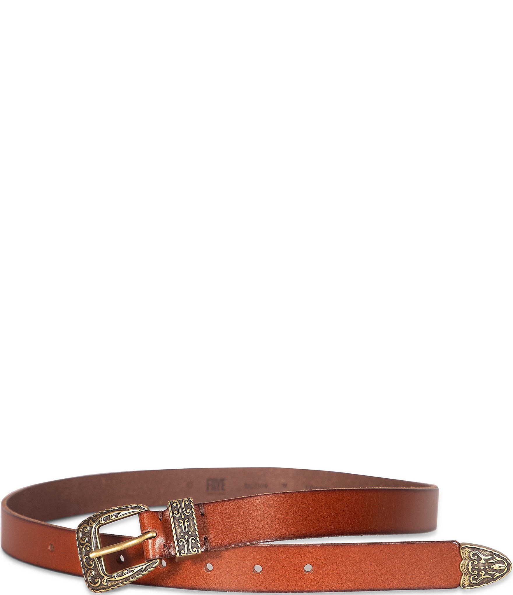 Frye 0.9#double; Logo Western Leather Belt