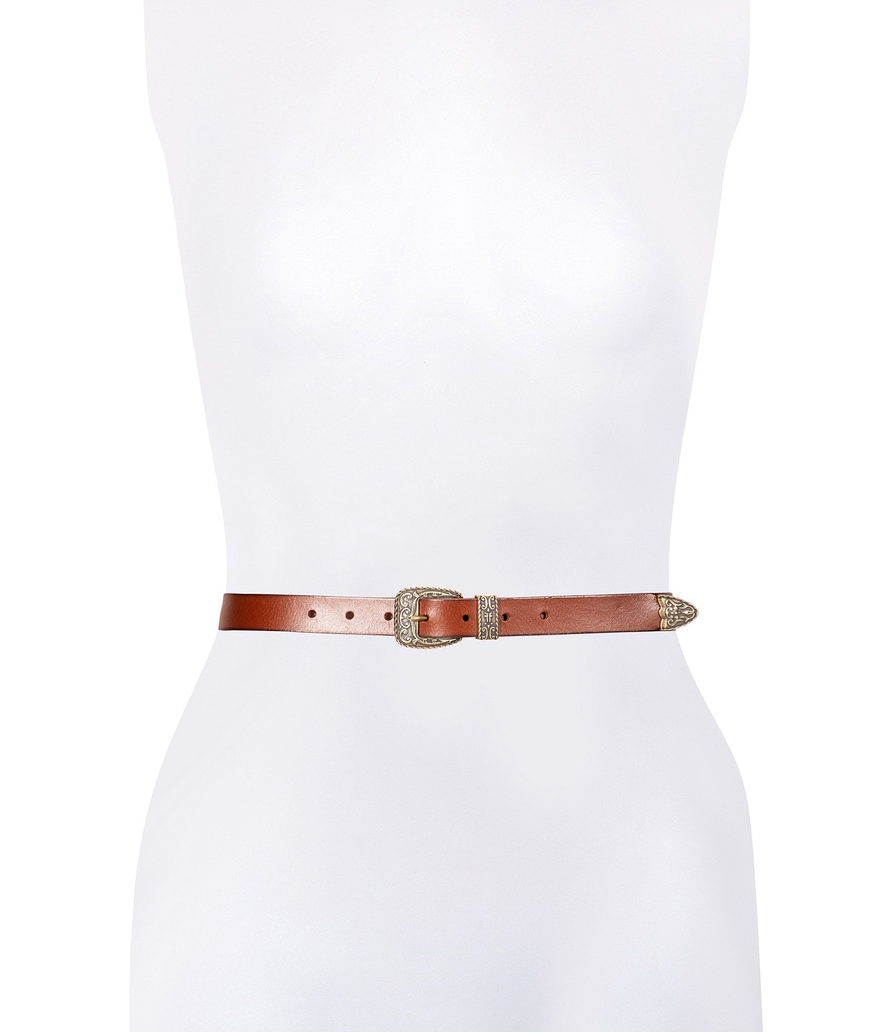 Frye 0.9#double; Logo Western Leather Belt