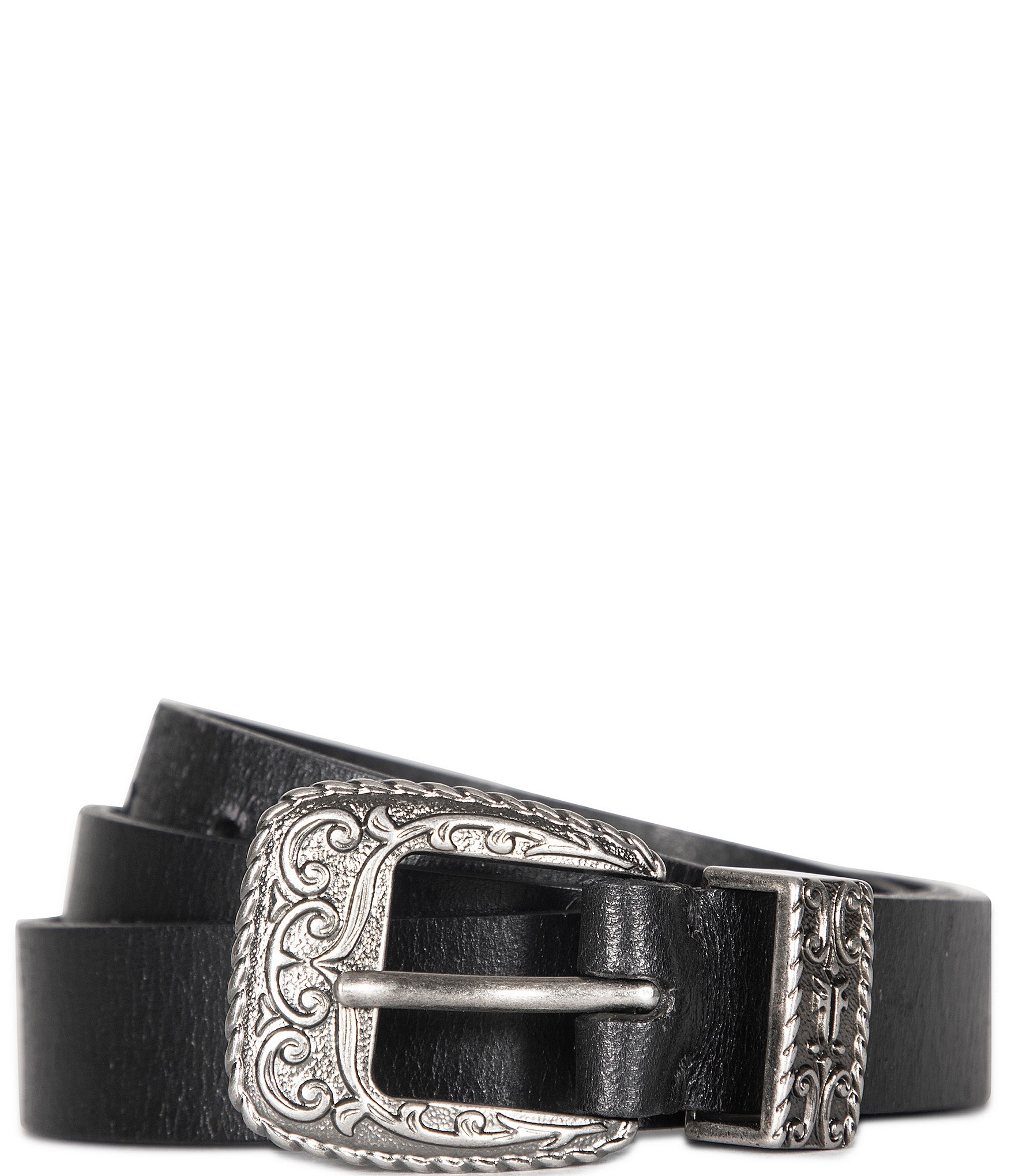 Frye 0.9#double; Logo Western Leather Belt