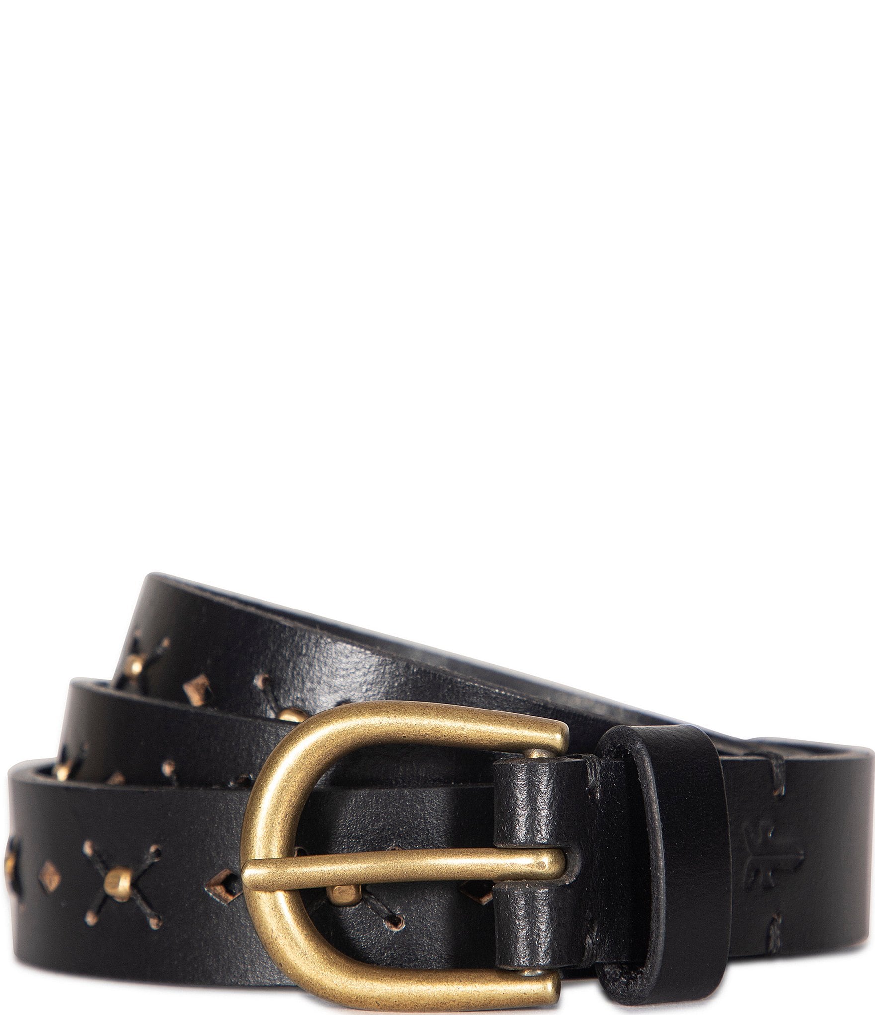 Frye 0.98#double; Beaded Perforated Leather Belt