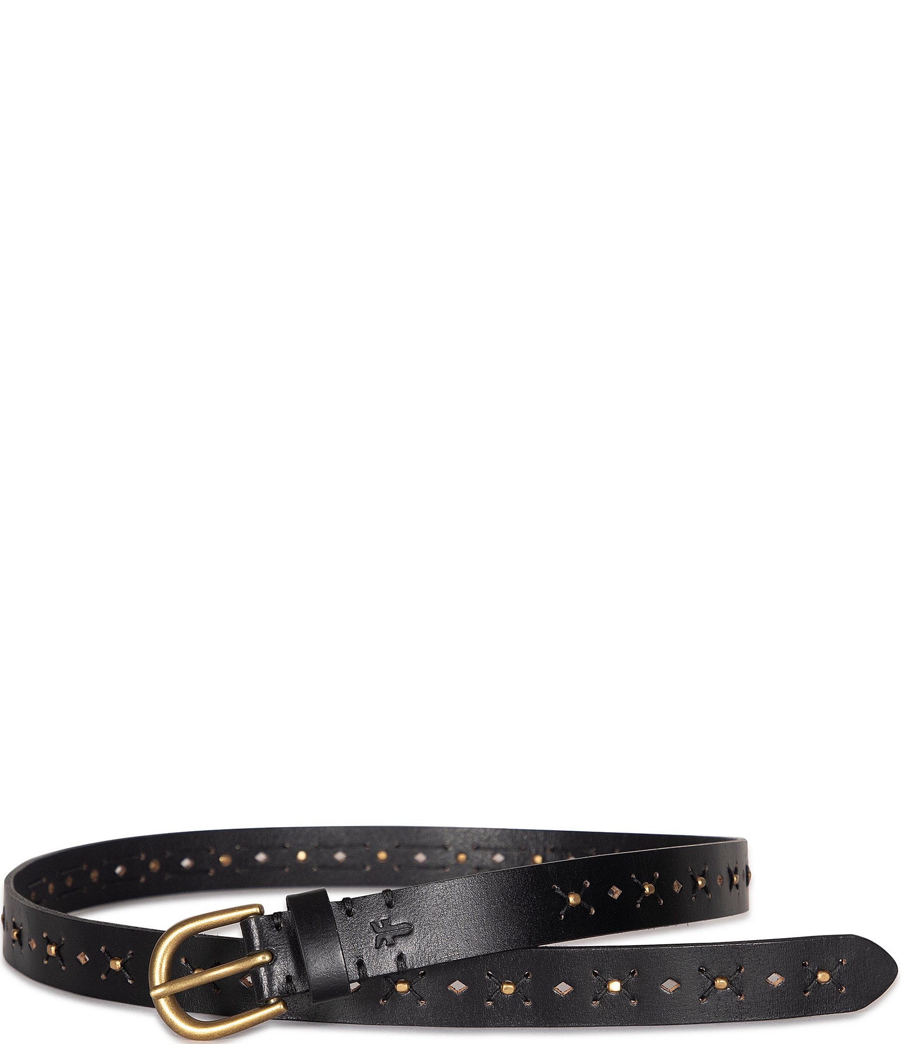 Frye 0.98#double; Beaded Perforated Leather Belt