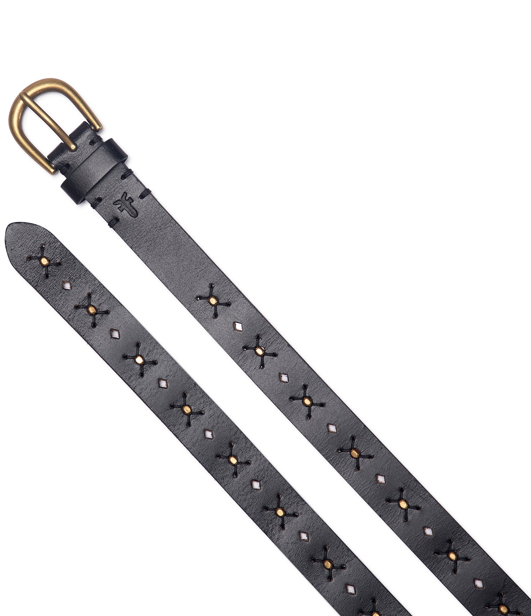 Frye 0.98#double; Beaded Perforated Leather Belt