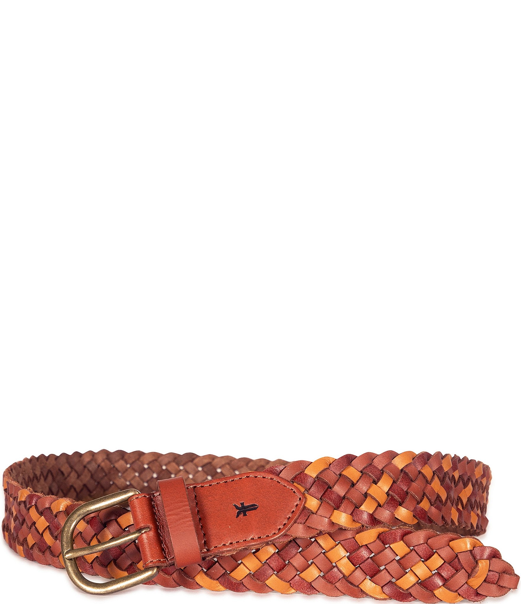 Frye 1.37#double; Tonal Woven Leather Belt